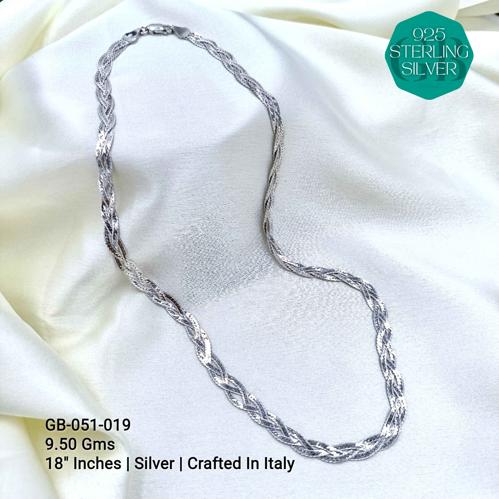 ITALY FLAT CHAIN - Premium 925 Silver Jewellery - SKU: GB-051-019 - Hyderabad Silver Importers