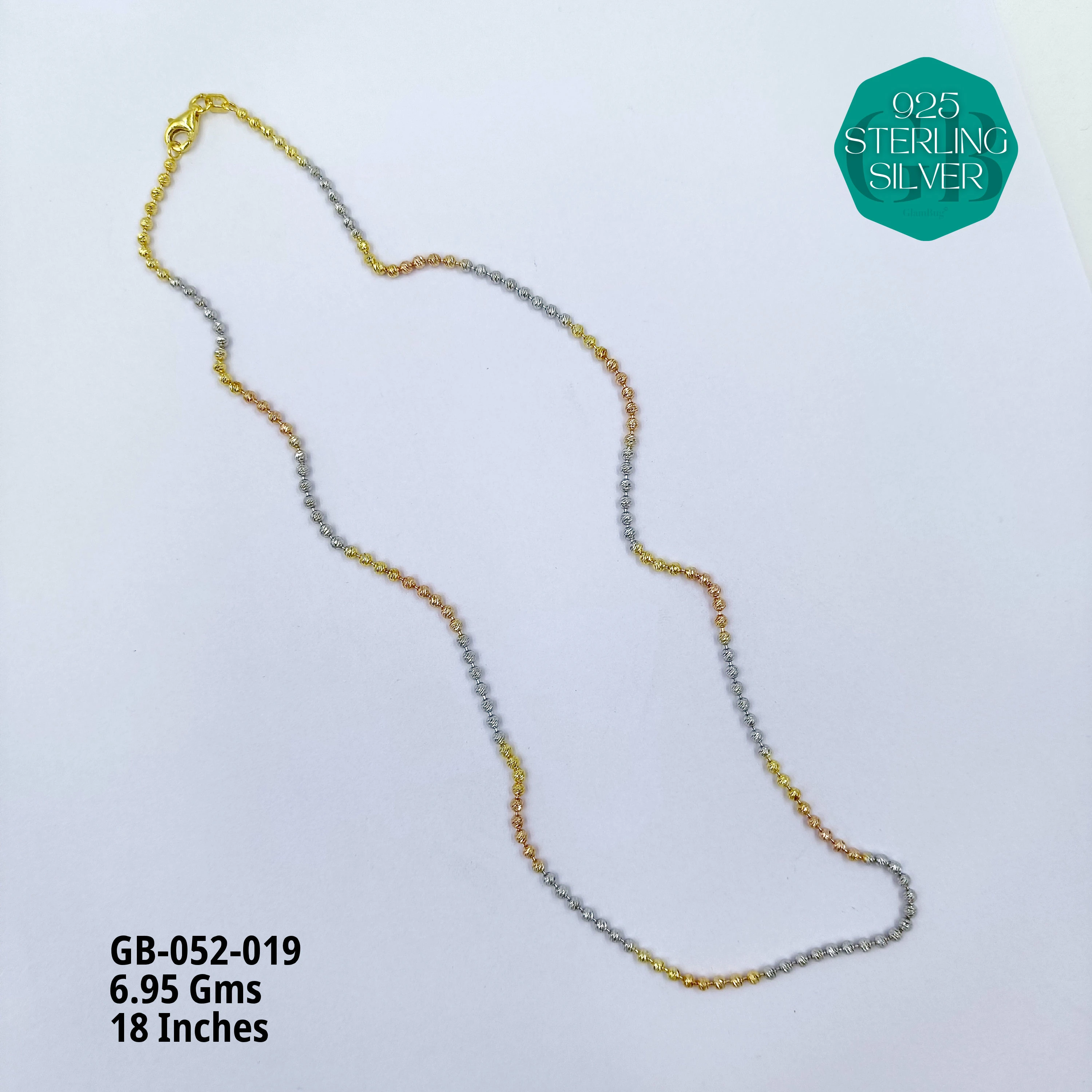 ITALY CNC BALL CHAIN - Premium 925 Silver Jewellery - SKU: GB-052-019 - Hyderabad Silver Importers