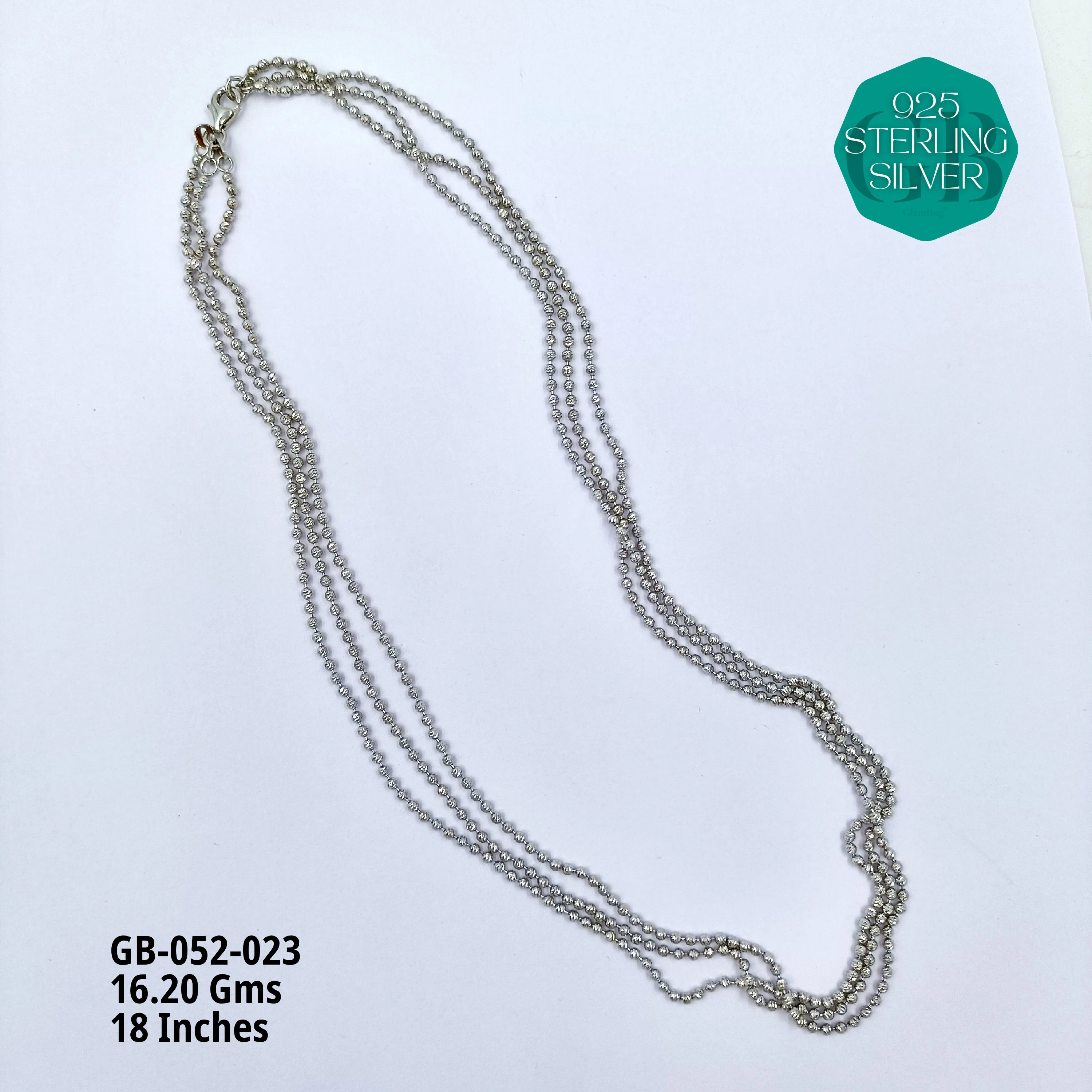 ITALY CNC BALL CHAIN - Premium 925 Silver Jewellery - SKU: GB-052-023 - Hyderabad Silver Importers