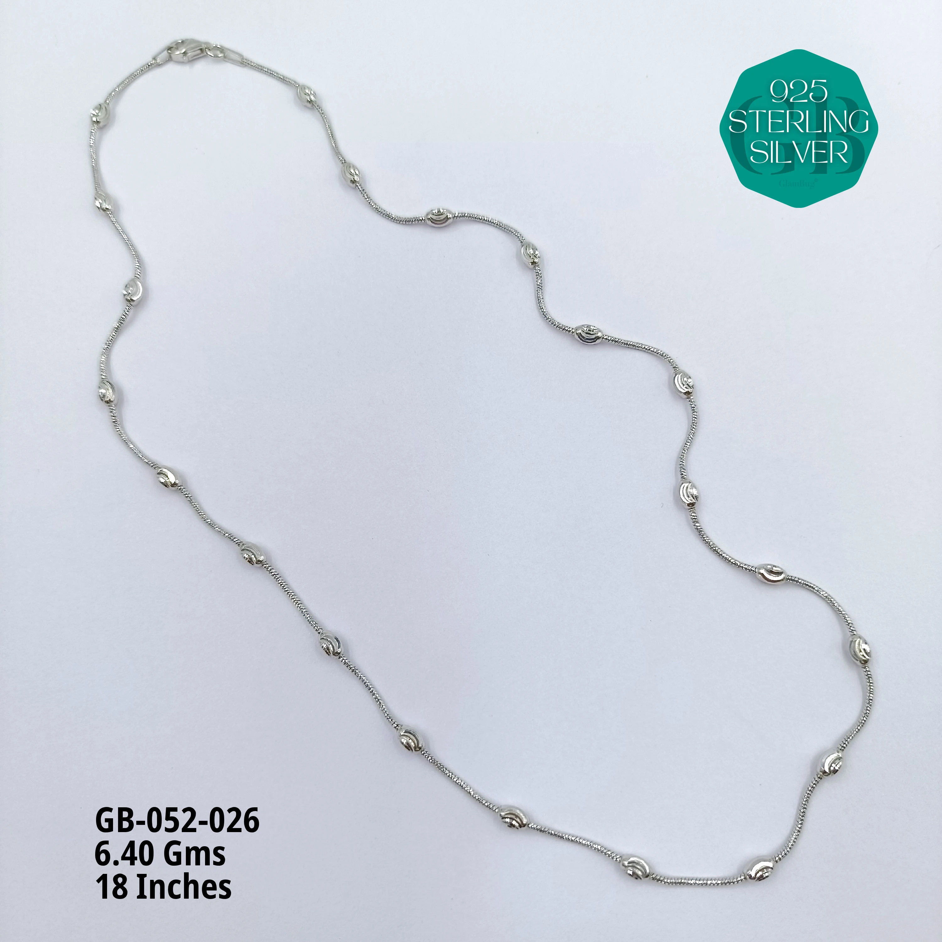 ITALY CNC BALL CHAIN - Premium 925 Silver Jewellery - SKU: GB-052-026 - Hyderabad Silver Importers