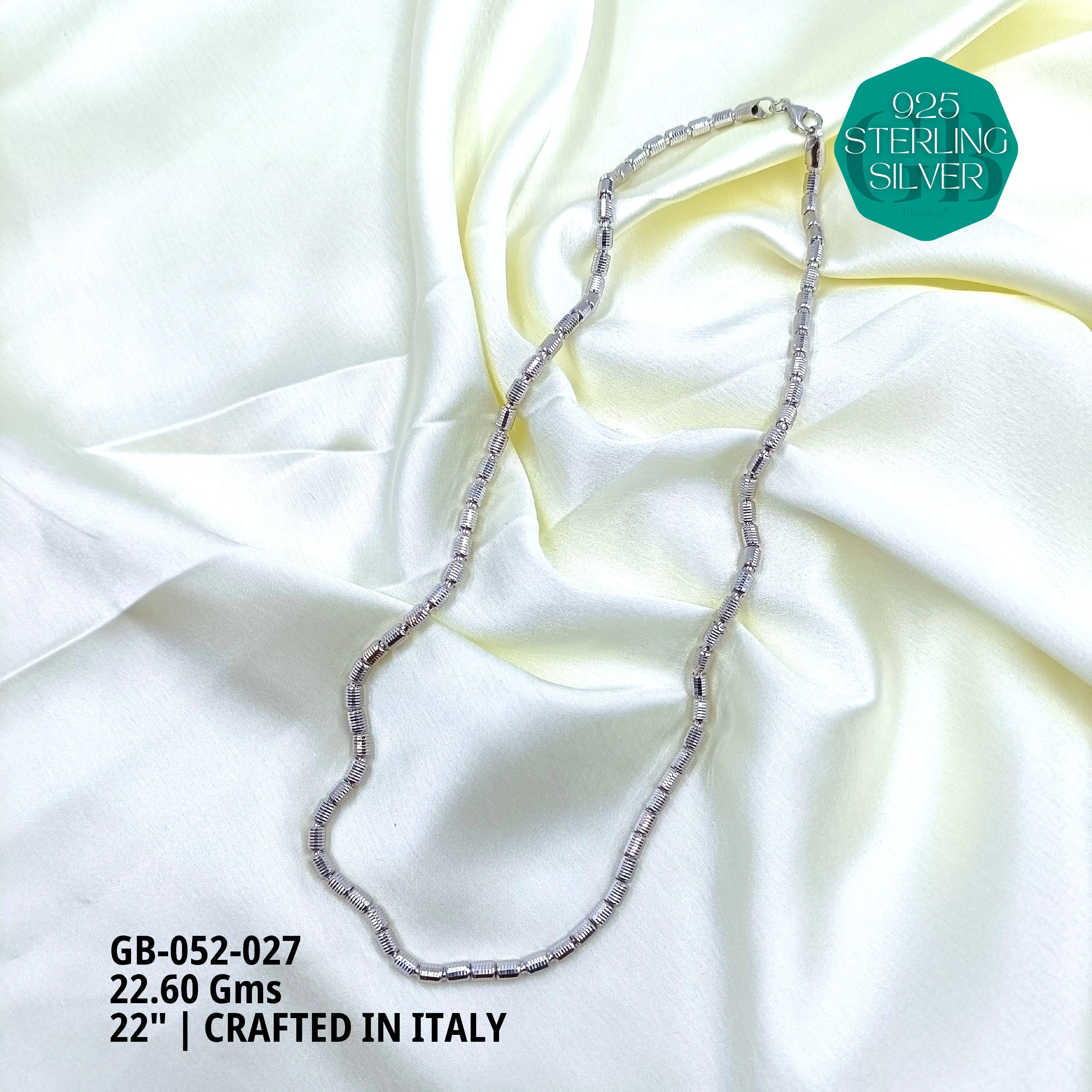ITALY CNC BALL CHAIN - Premium 925 Silver Jewellery - SKU: GB-052-027 - Hyderabad Silver Importers