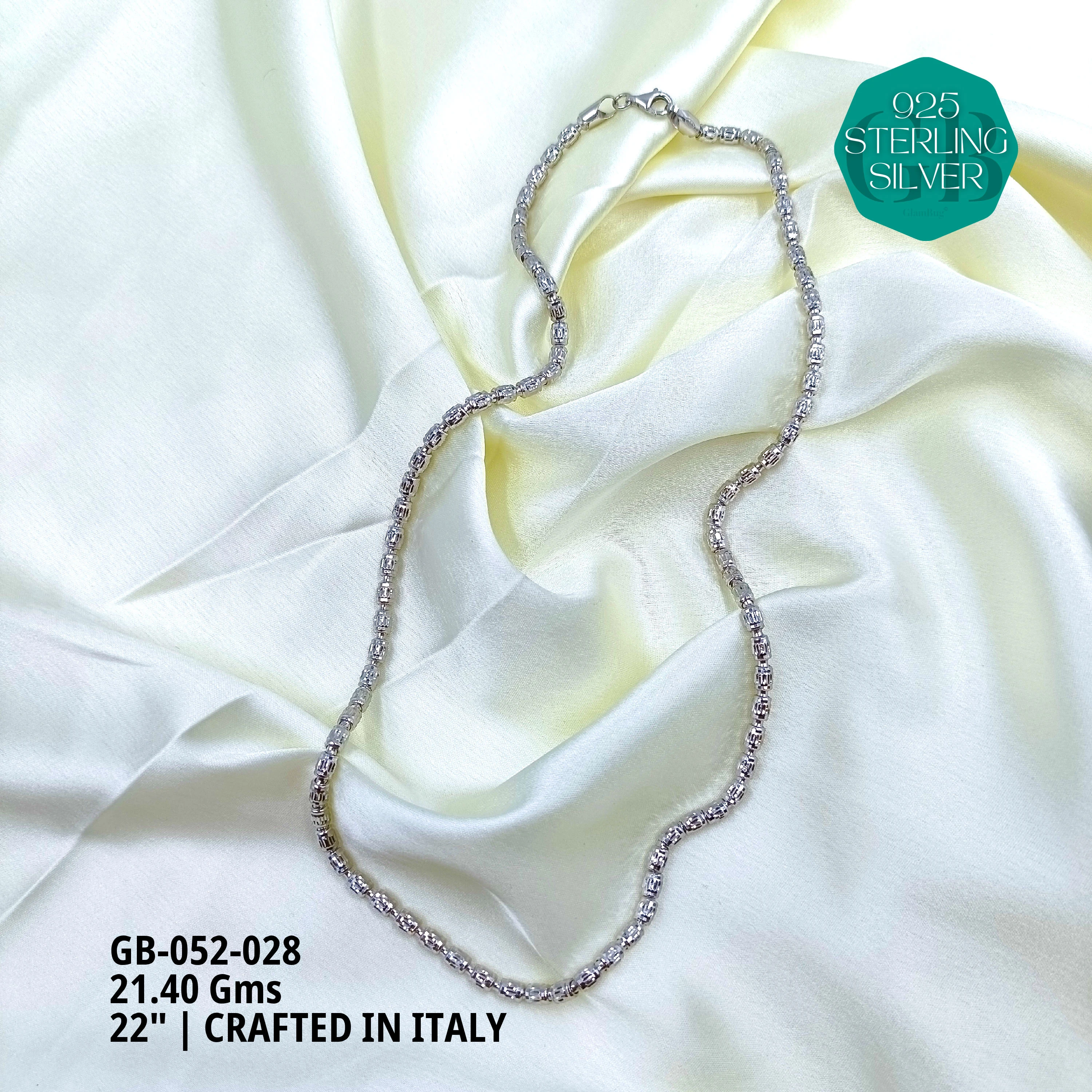 ITALY CNC BALL CHAIN - Premium 925 Silver Jewellery - SKU: GB-052-028 - Hyderabad Silver Importers