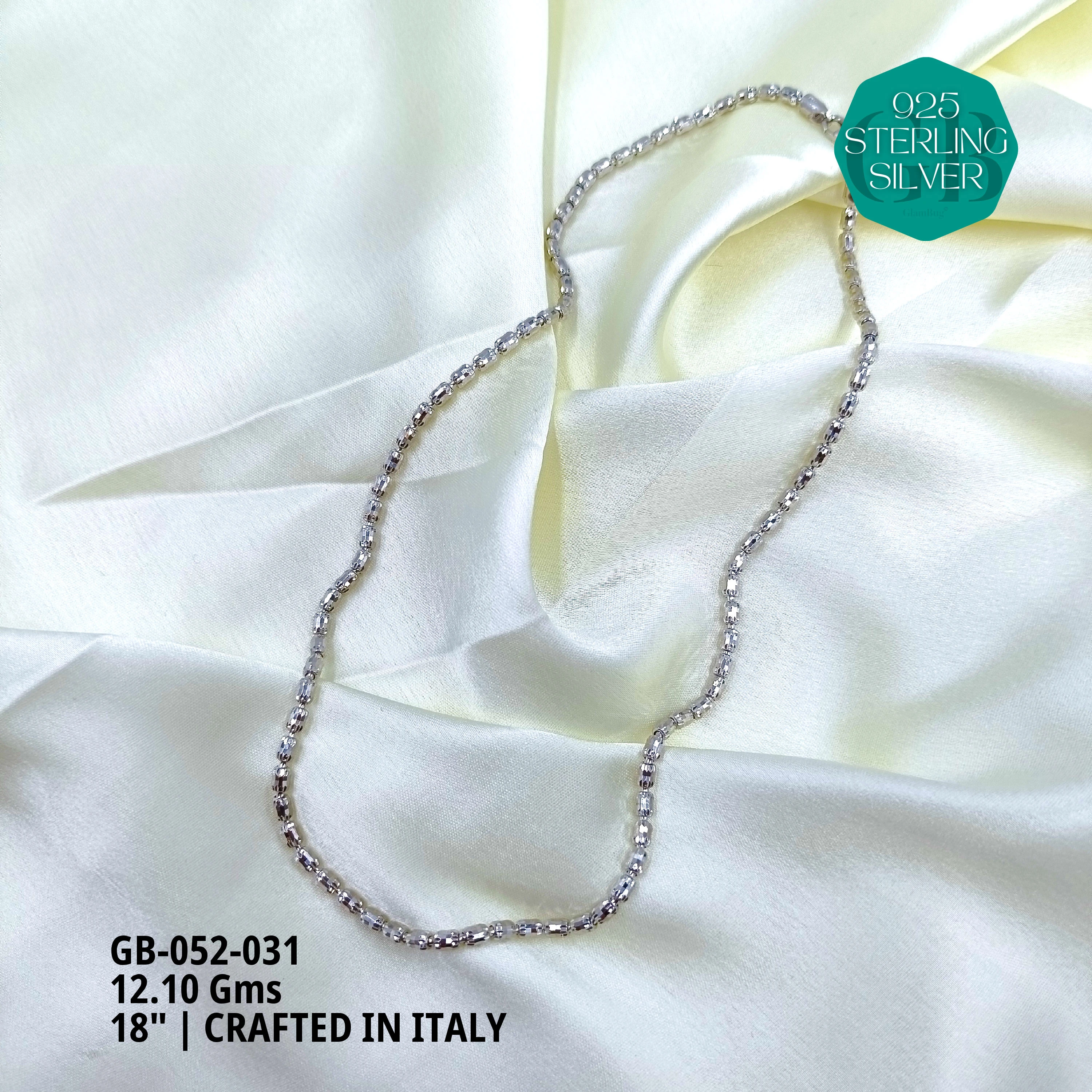 ITALY CNC BALL CHAIN - Premium 925 Silver Jewellery - SKU: GB-052-031 - Hyderabad Silver Importers