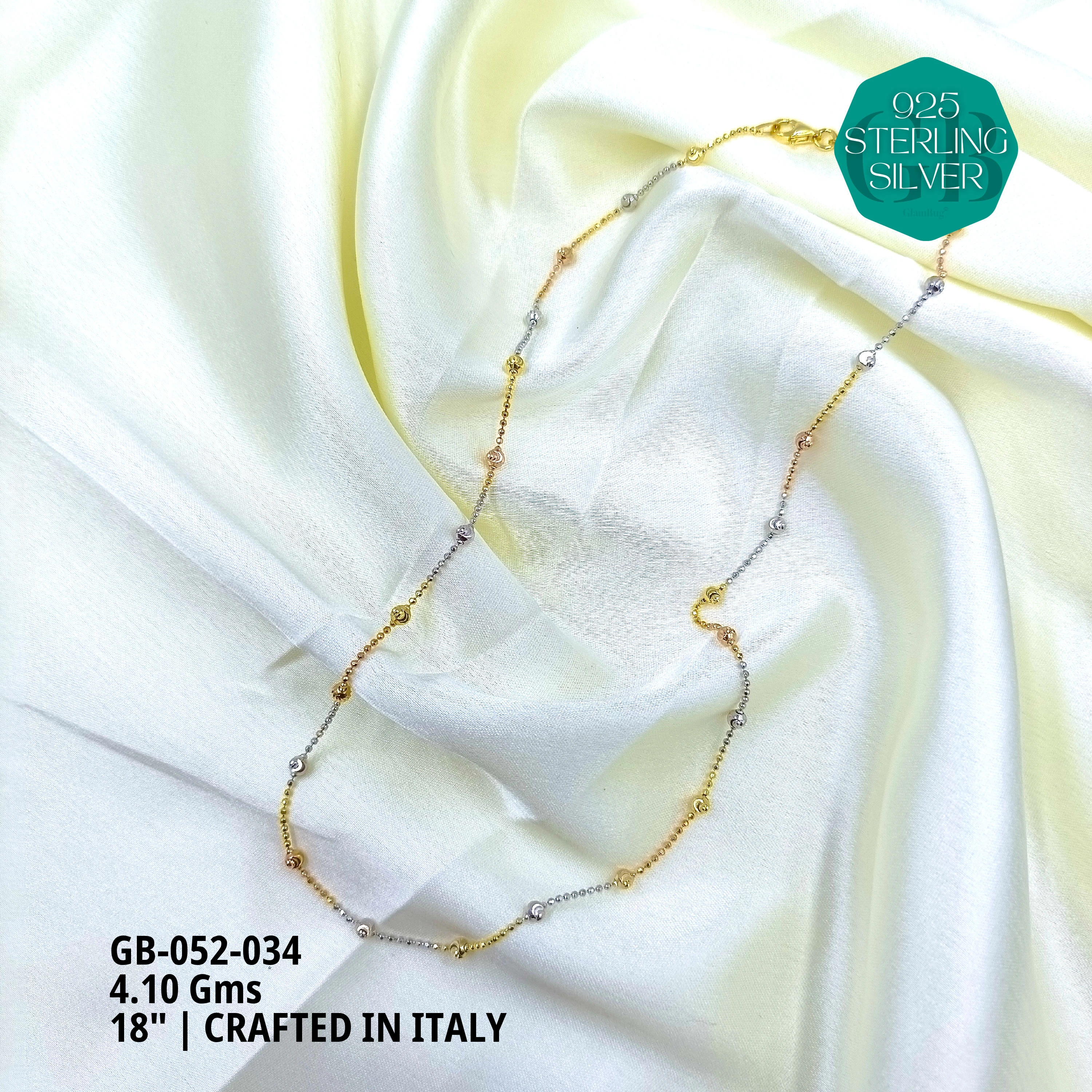 ITALY CNC BALL CHAIN - Premium 925 Silver Jewellery - SKU: GB-052-034 - Hyderabad Silver Importers