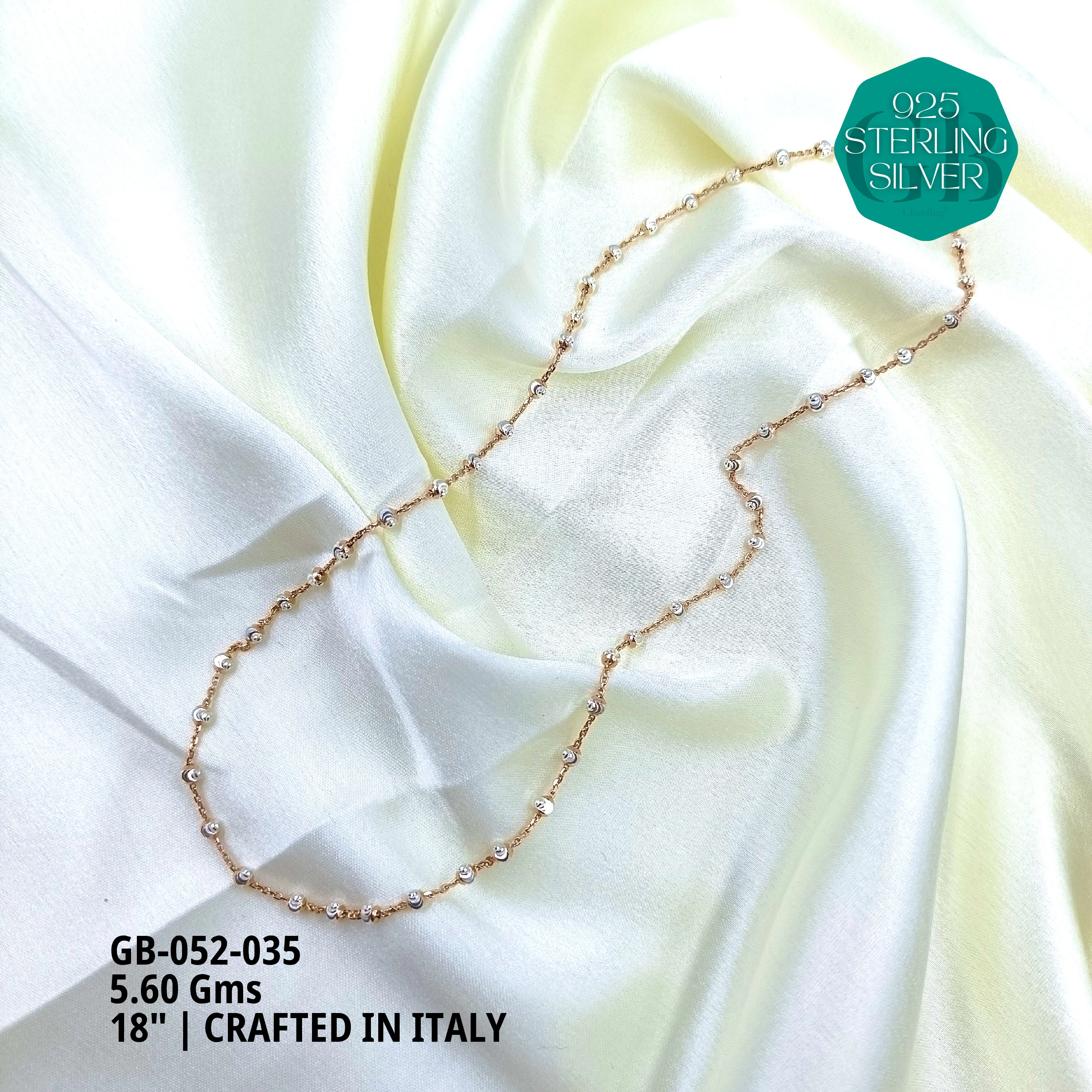 ITALY CNC BALL CHAIN - Premium 925 Silver Jewellery - SKU: GB-052-035 - Hyderabad Silver Importers