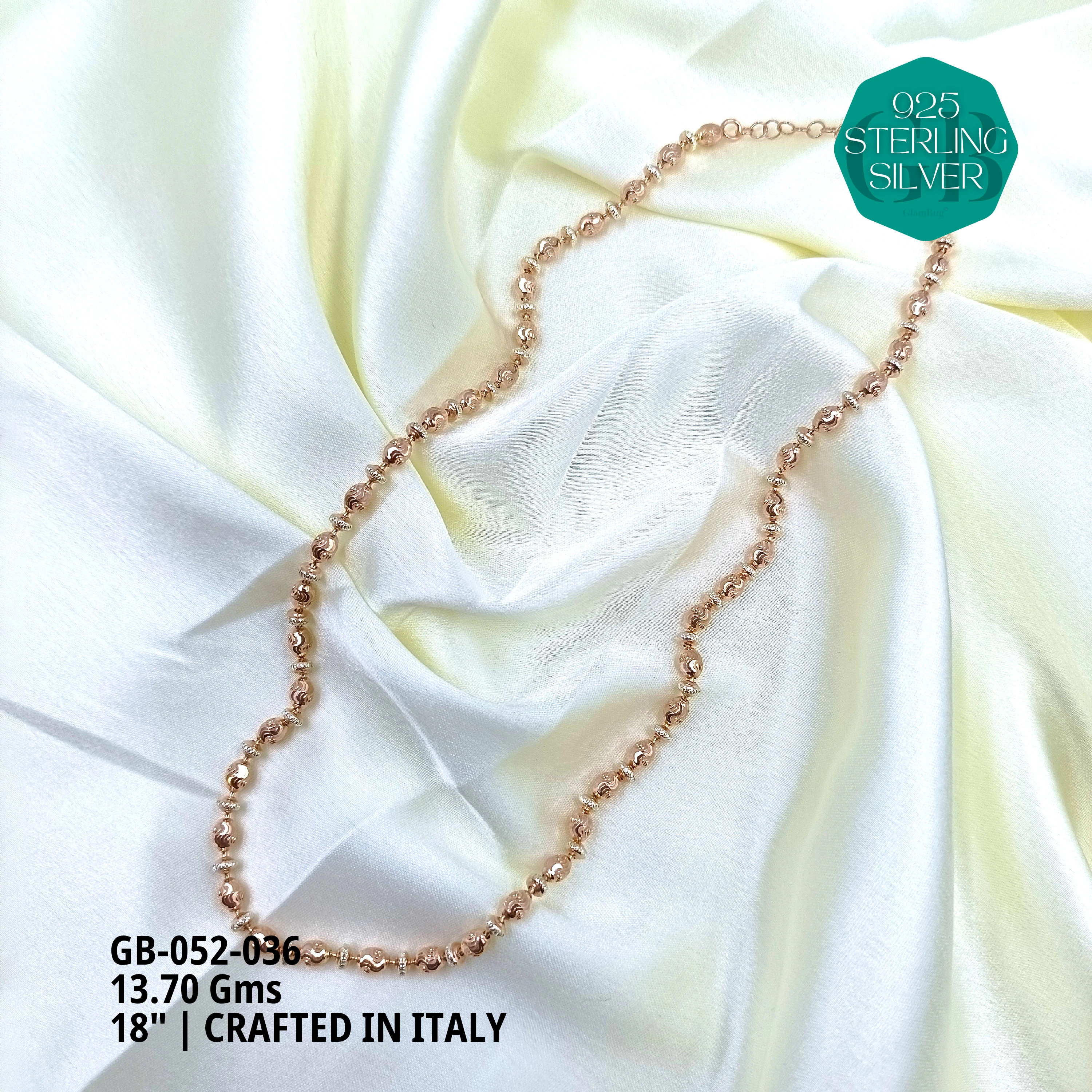 ITALY CNC BALL CHAIN - Premium 925 Silver Jewellery - SKU: GB-052-036 - Hyderabad Silver Importers