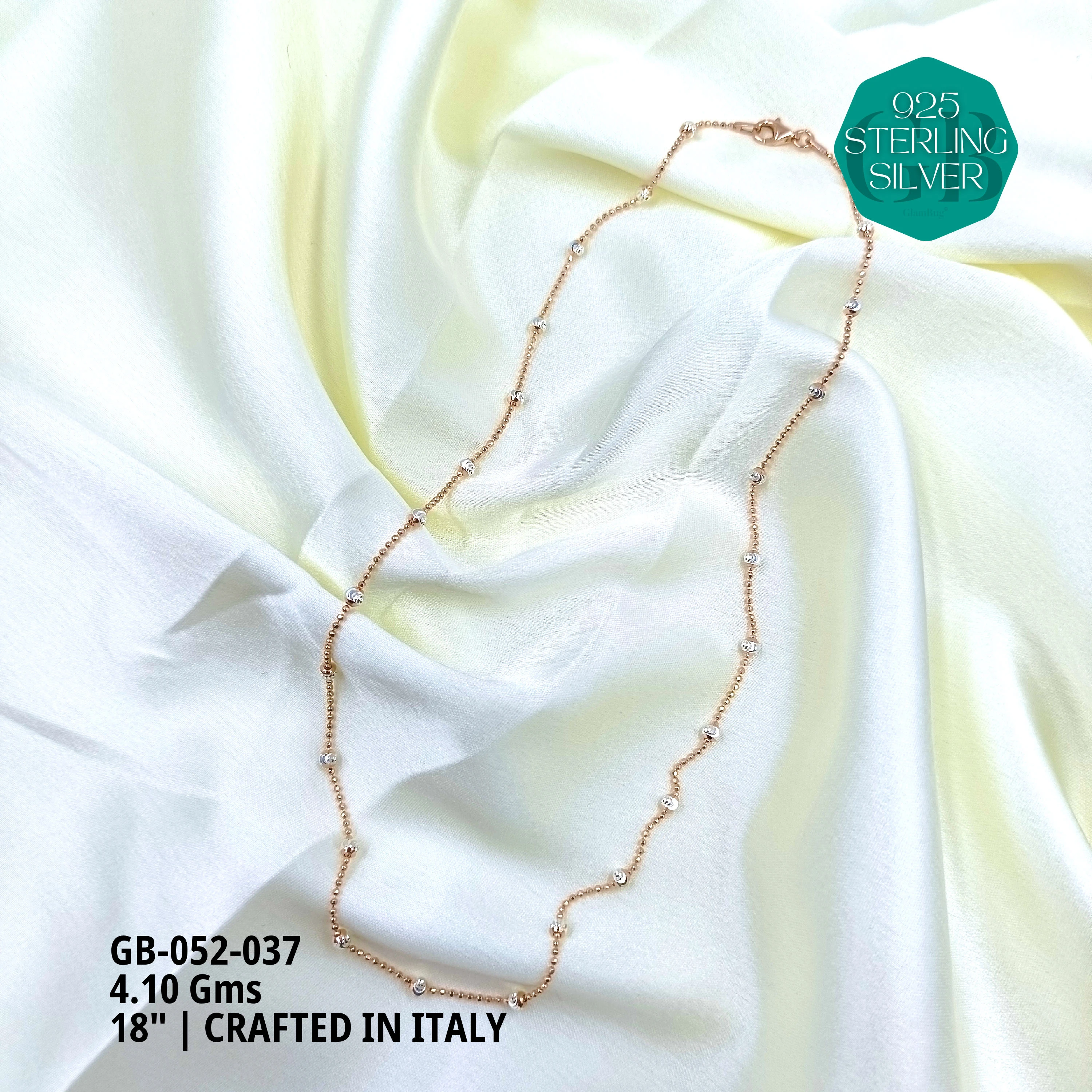 ITALY CNC BALL CHAIN - Premium 925 Silver Jewellery - SKU: GB-052-037 - Hyderabad Silver Importers