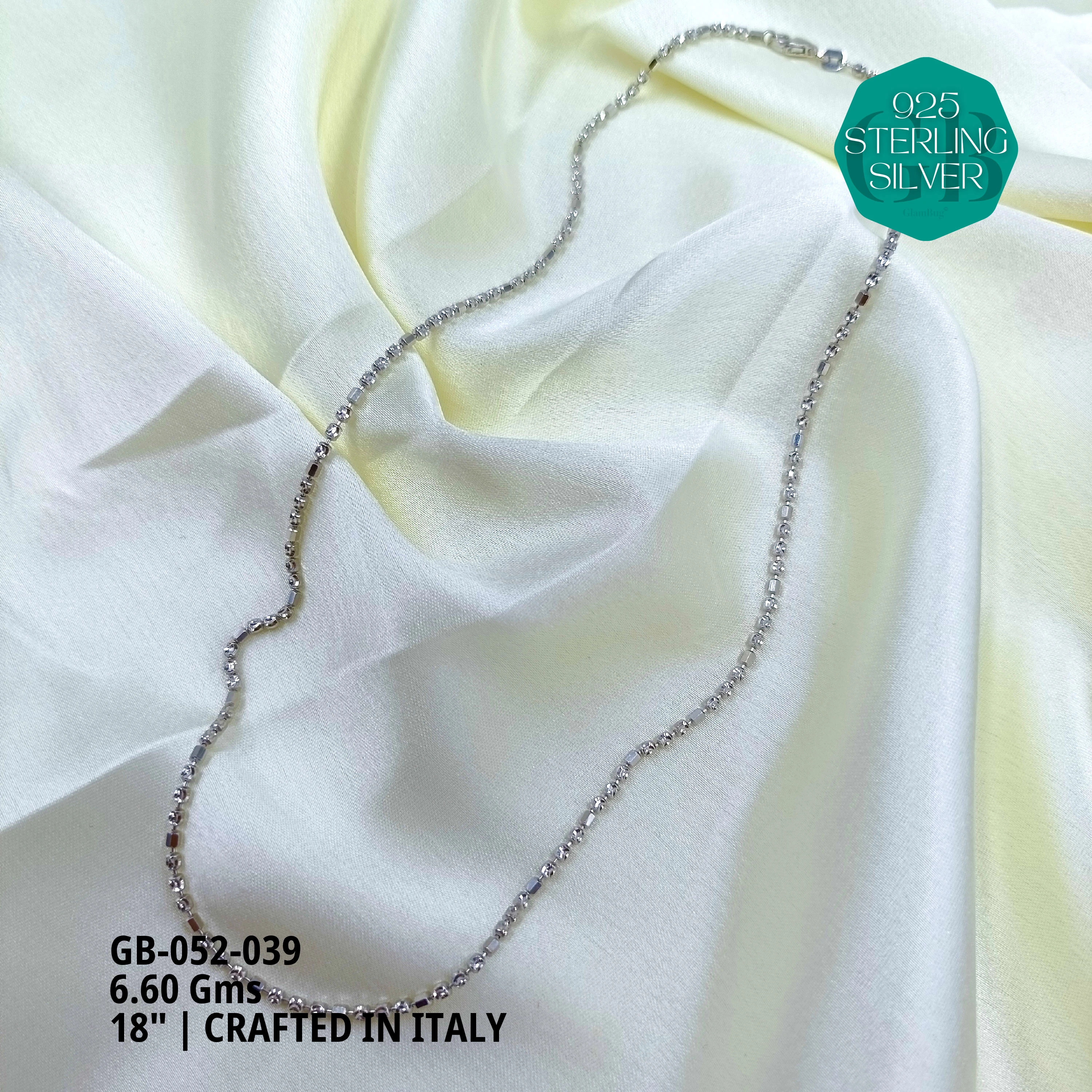 ITALY CNC BALL CHAIN - Premium 925 Silver Jewellery - SKU: GB-052-039 - Hyderabad Silver Importers