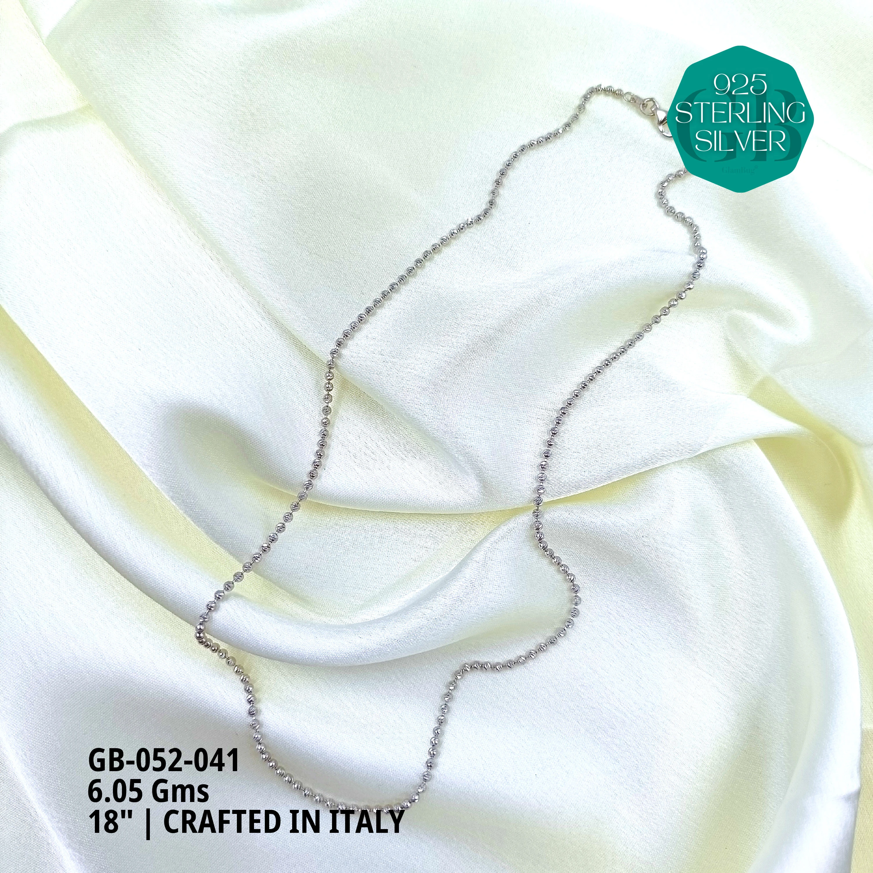 ITALY CNC BALL CHAIN - Premium 925 Silver Jewellery - SKU: GB-052-041 - Hyderabad Silver Importers