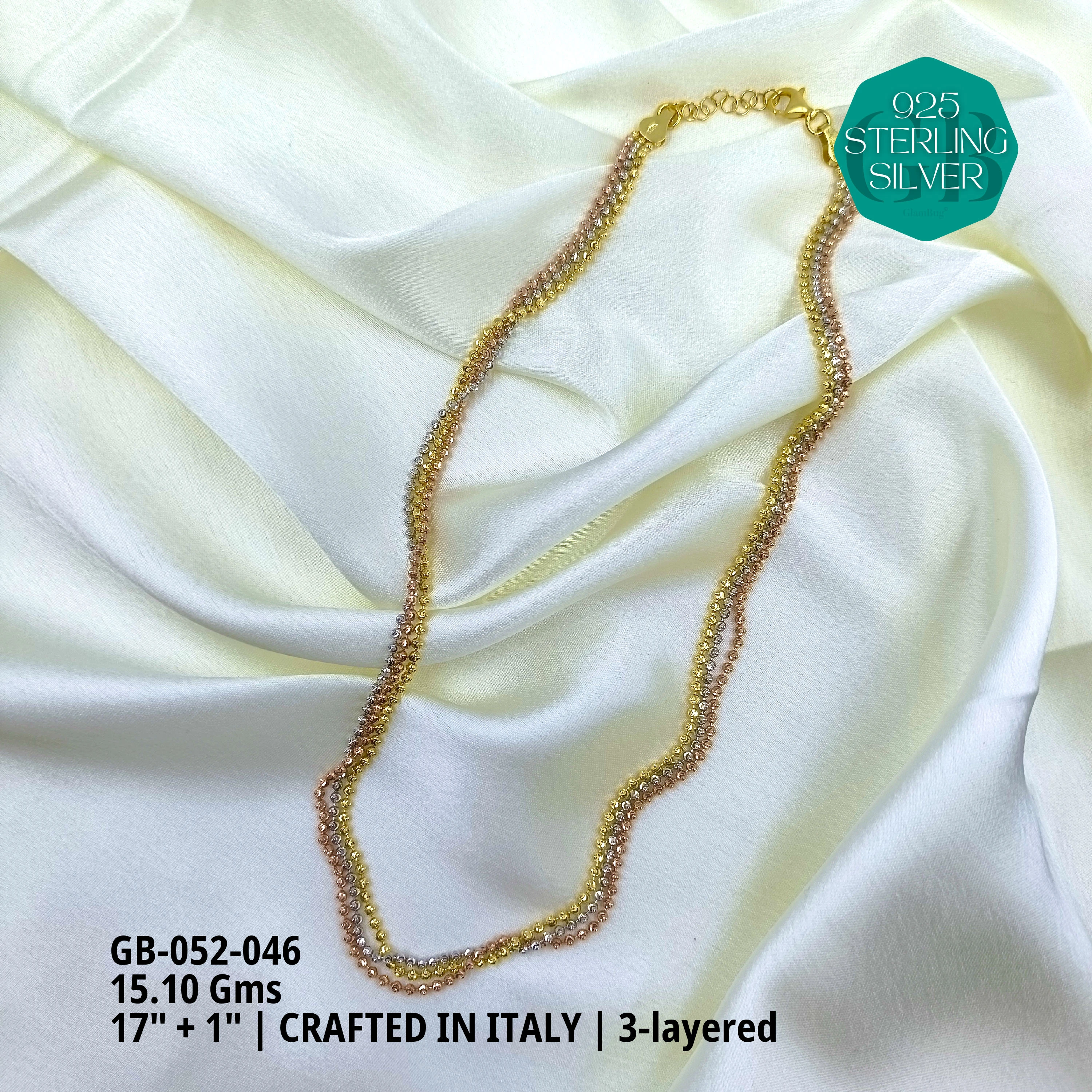 ITALY CNC BALL CHAIN - Premium 925 Silver Jewellery - SKU: GB-052-046 - Hyderabad Silver Importers