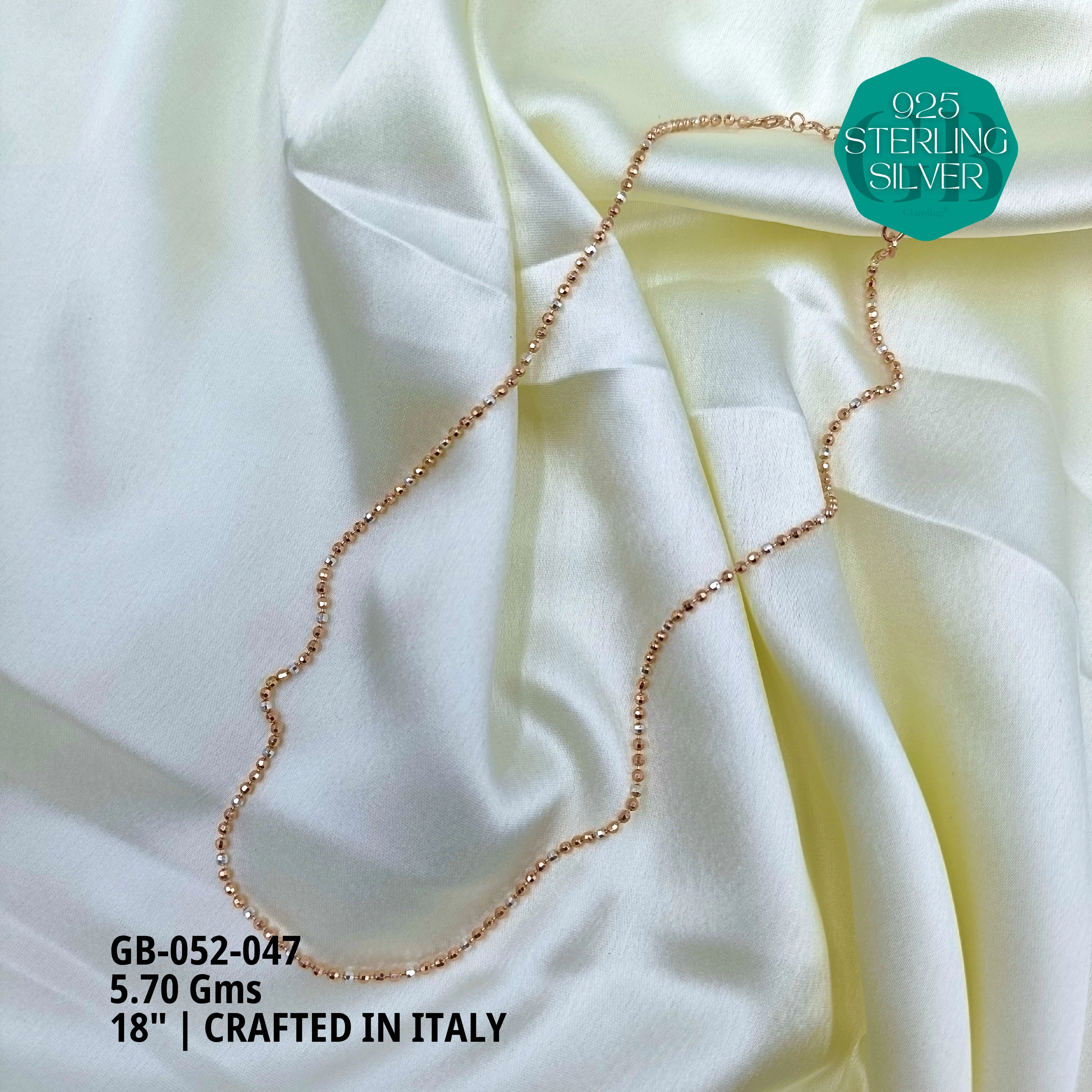 ITALY CNC BALL CHAIN - Premium 925 Silver Jewellery - SKU: GB-052-047 - Hyderabad Silver Importers