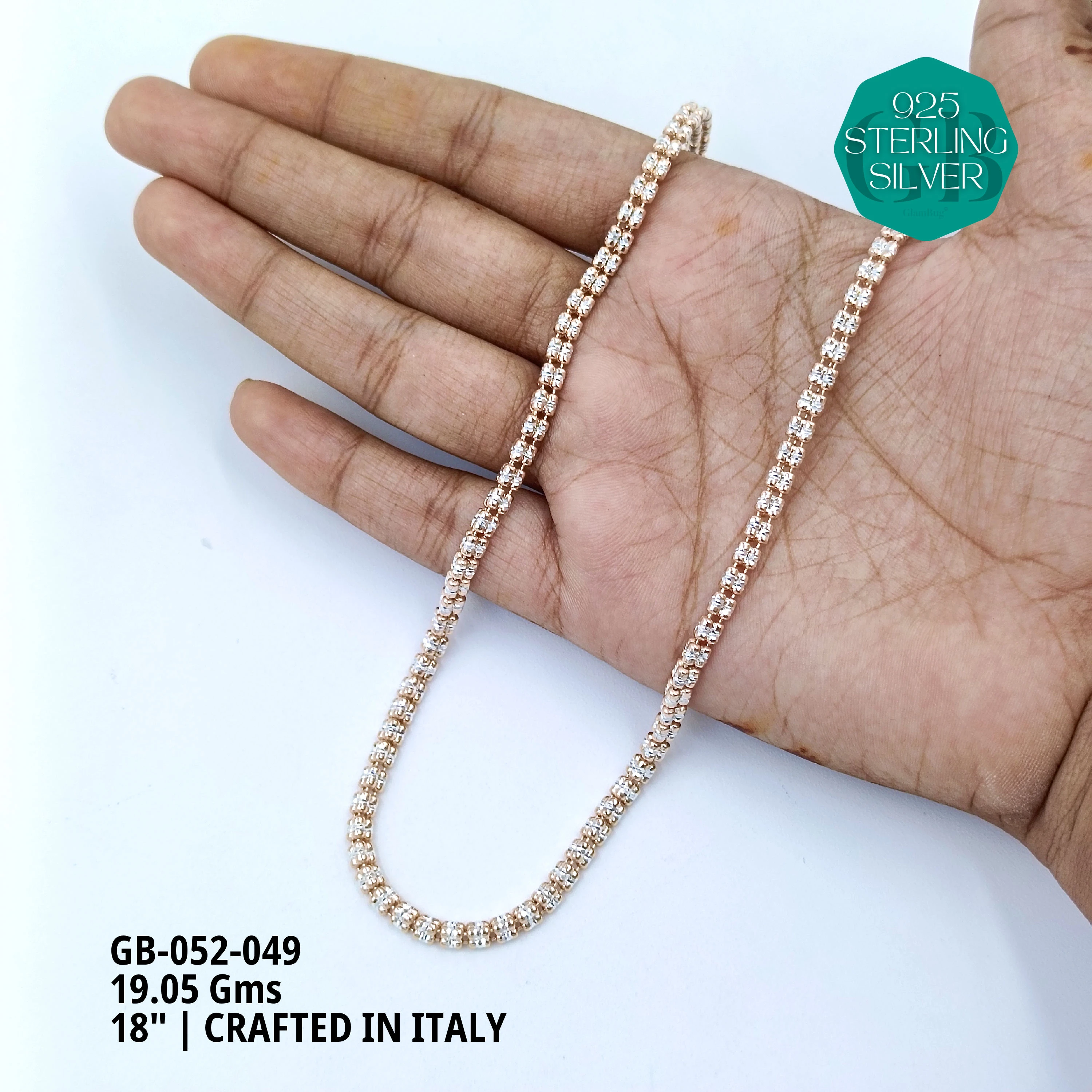 ITALY CNC BALL CHAIN - Premium 925 Silver Jewellery - SKU: GB-052-049 - Hyderabad Silver Importers