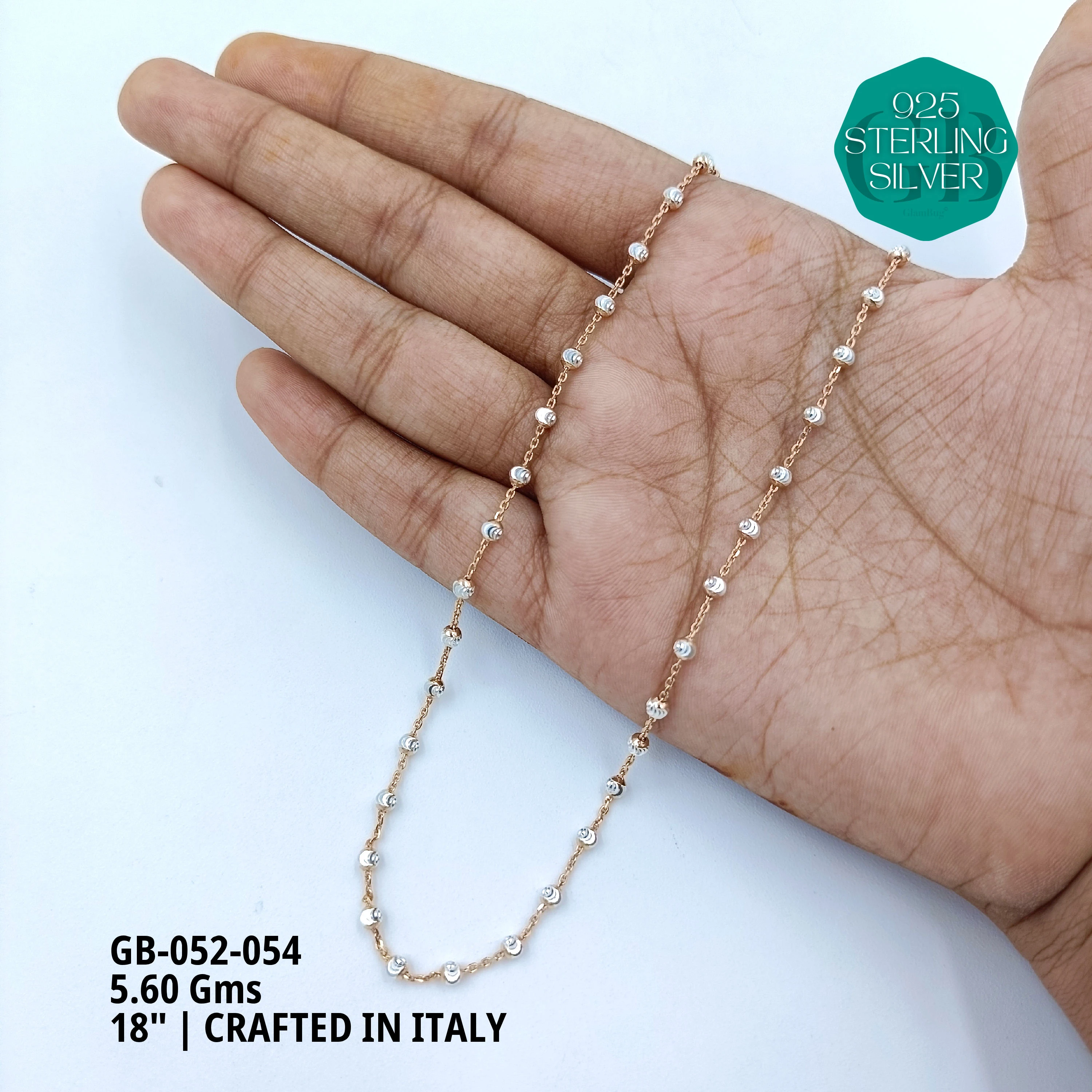 ITALY CNC BALL CHAIN - Premium 925 Silver Jewellery - SKU: GB-052-054 - Hyderabad Silver Importers