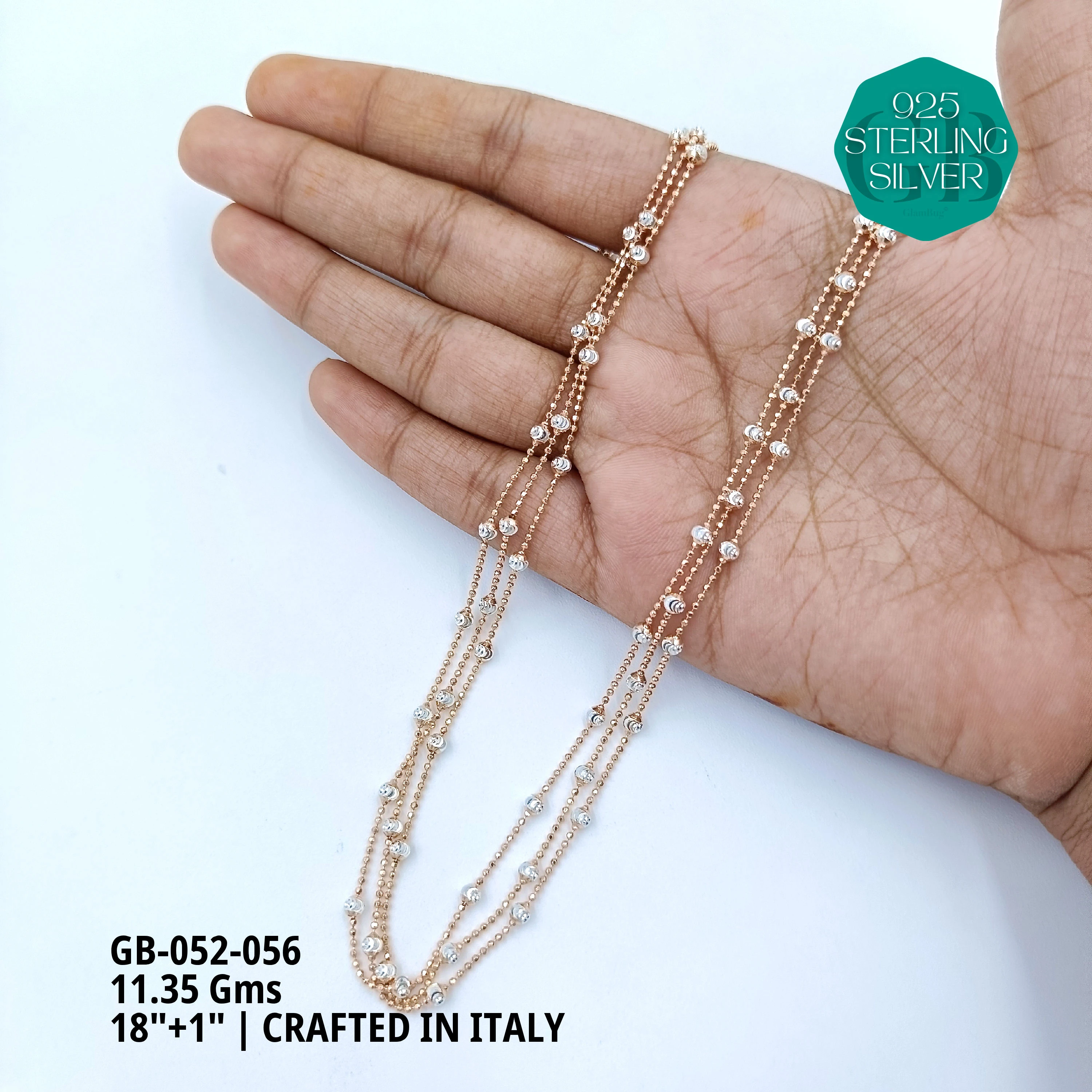 ITALY CNC BALL CHAIN - Premium 925 Silver Jewellery - SKU: GB-052-056 - Hyderabad Silver Importers