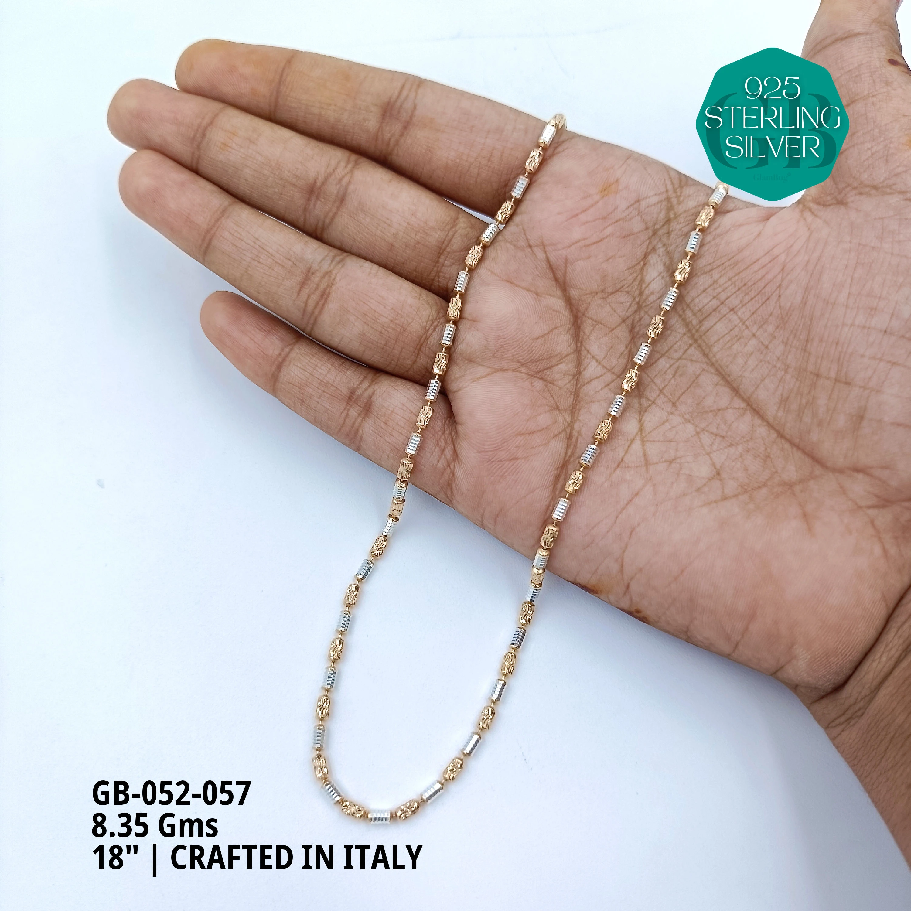 ITALY CNC BALL CHAIN - Premium 925 Silver Jewellery - SKU: GB-052-057 - Hyderabad Silver Importers