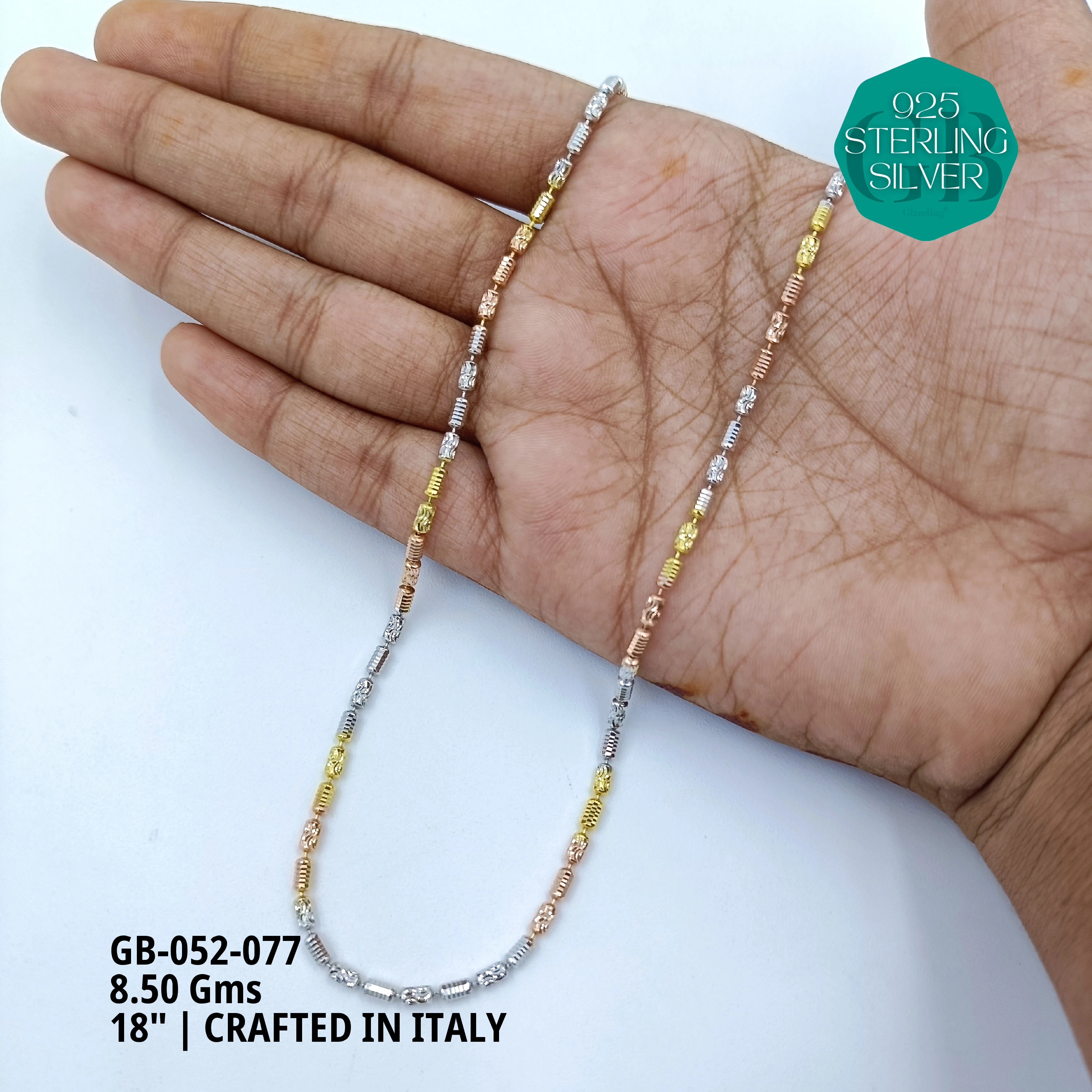 ITALY CNC BALL CHAIN - Premium 925 Silver Jewellery - SKU: GB-052-077 - Hyderabad Silver Importers