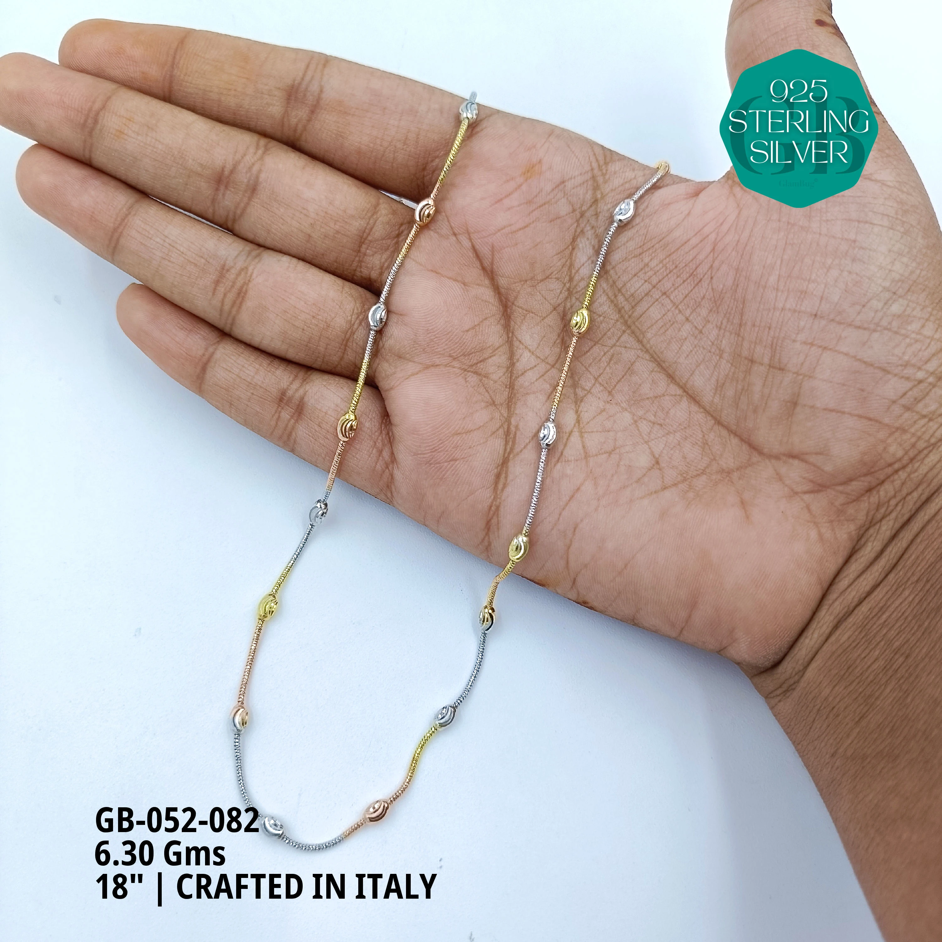 ITALY CNC BALL CHAIN - Premium 925 Silver Jewellery - SKU: GB-052-082 - Hyderabad Silver Importers