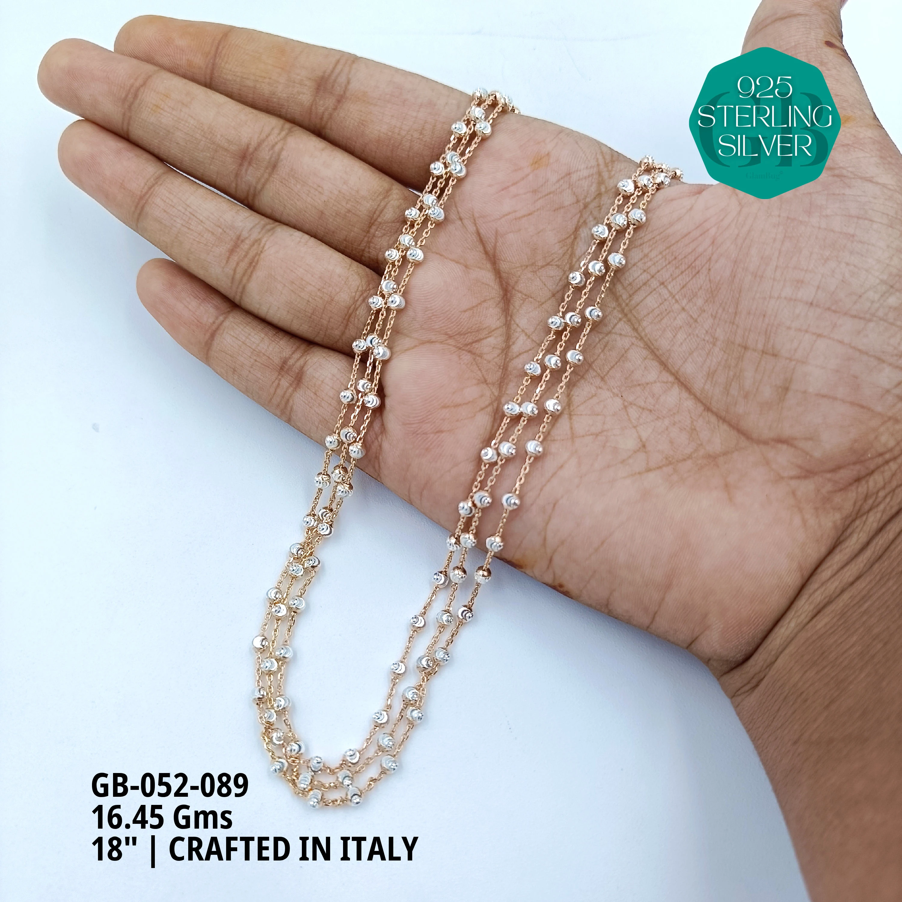 ITALY CNC BALL CHAIN - Premium 925 Silver Jewellery - SKU: GB-052-089 - Hyderabad Silver Importers
