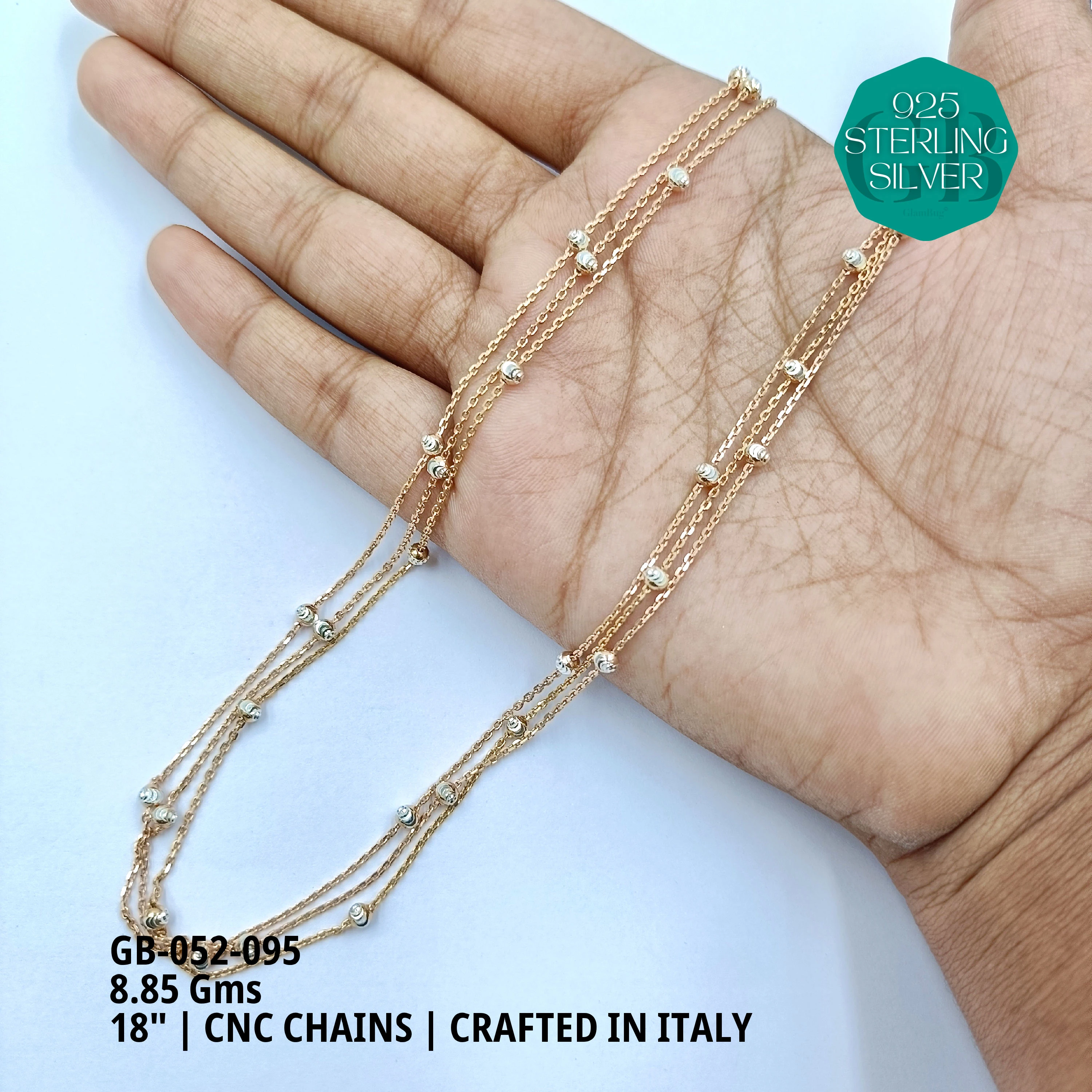 ITALY CNC BALL CHAIN - Premium 925 Silver Jewellery - SKU: GB-052-095 - Hyderabad Silver Importers