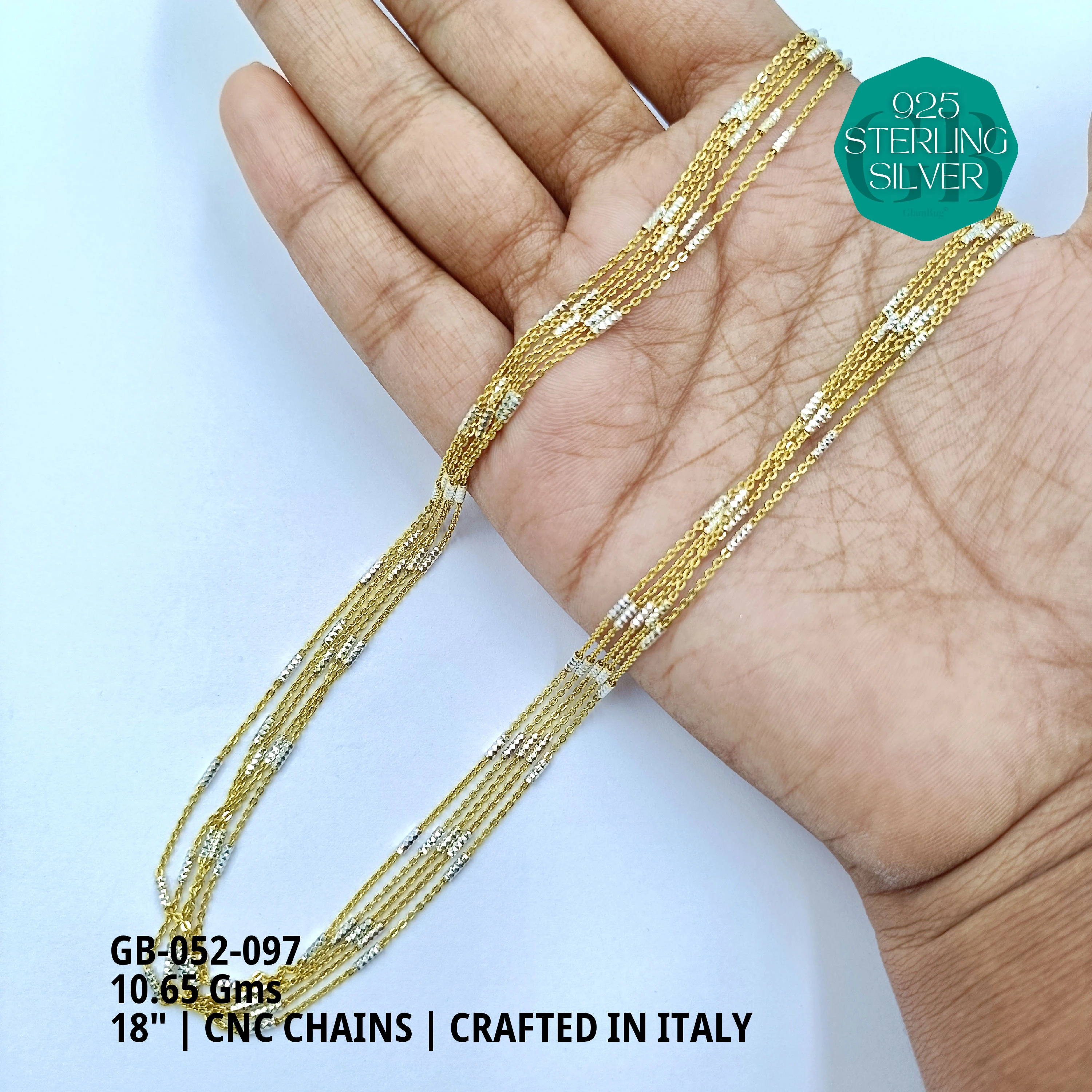 ITALY CNC BALL CHAIN - Premium 925 Silver Jewellery - SKU: GB-052-097 - Hyderabad Silver Importers