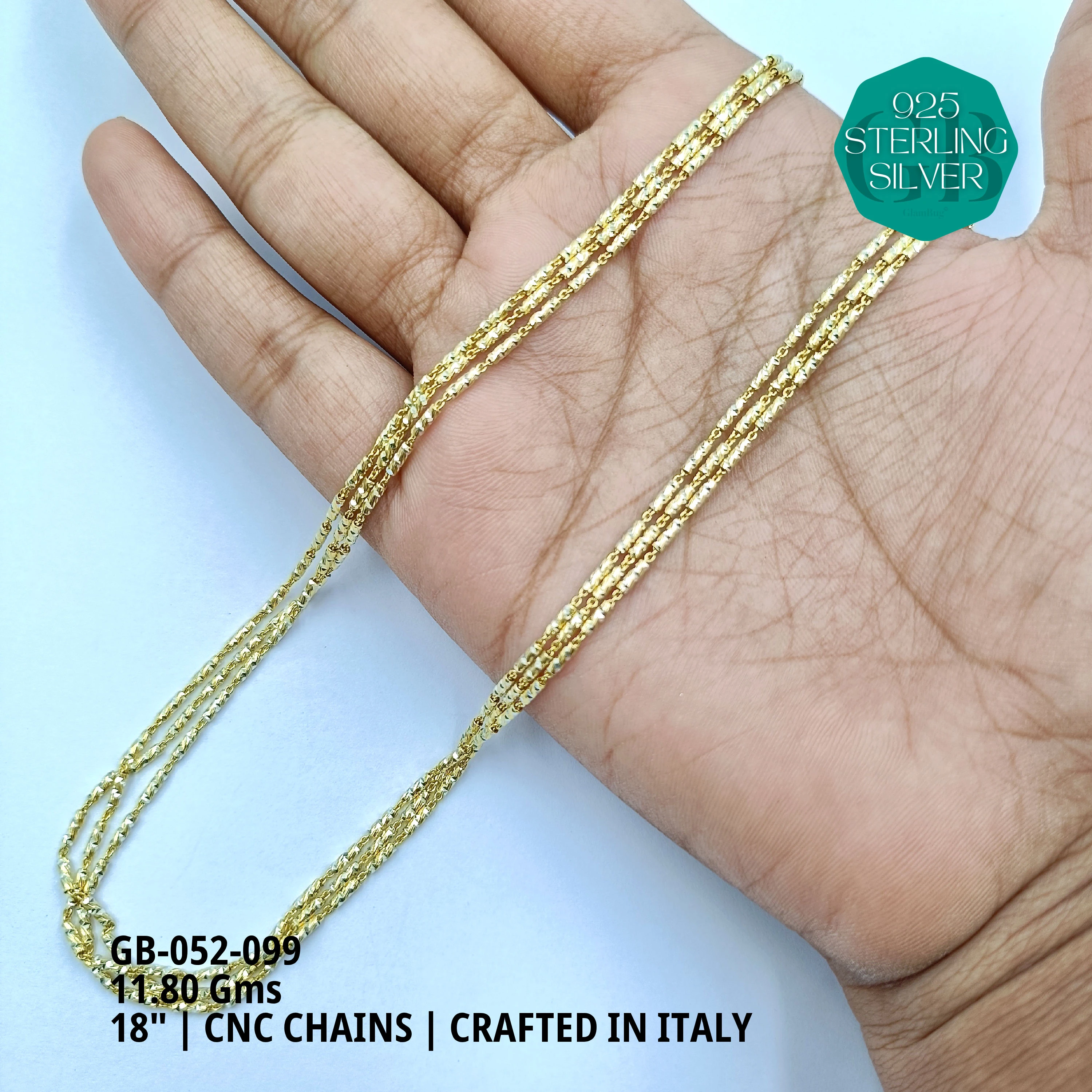 ITALY CNC BALL CHAIN - Premium 925 Silver Jewellery - SKU: GB-052-099 - Hyderabad Silver Importers