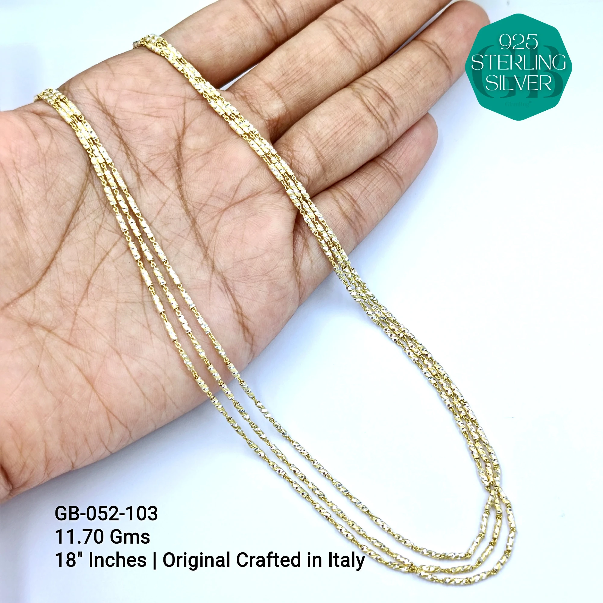 ITALY CNC BALL CHAIN - Premium 925 Silver Jewellery - SKU: GB-052-103 - Hyderabad Silver Importers