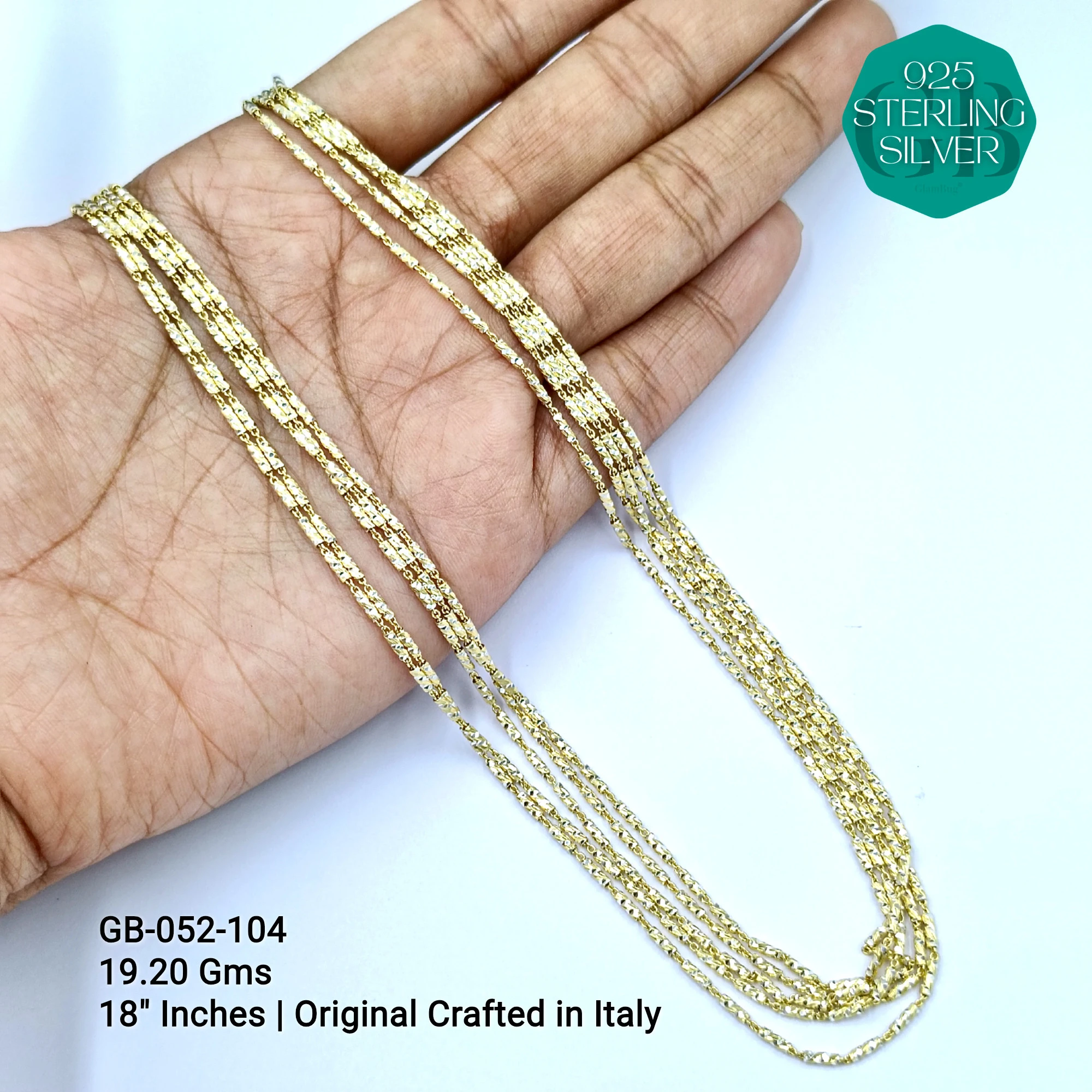 ITALY CNC BALL CHAIN - Premium 925 Silver Jewellery - SKU: GB-052-104 - Hyderabad Silver Importers