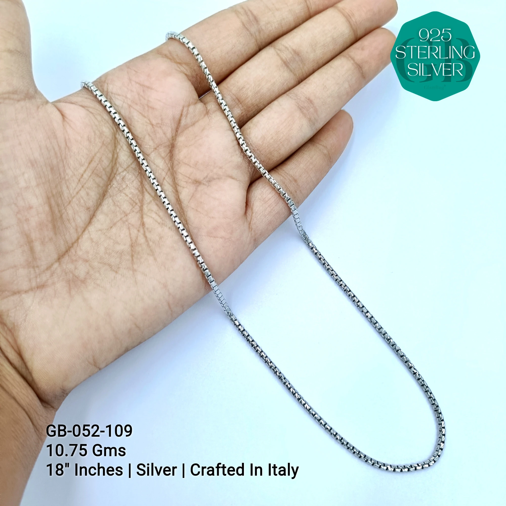 ITALY CNC BALL CHAIN - Premium 925 Silver Jewellery - SKU: GB-052-109 - Hyderabad Silver Importers