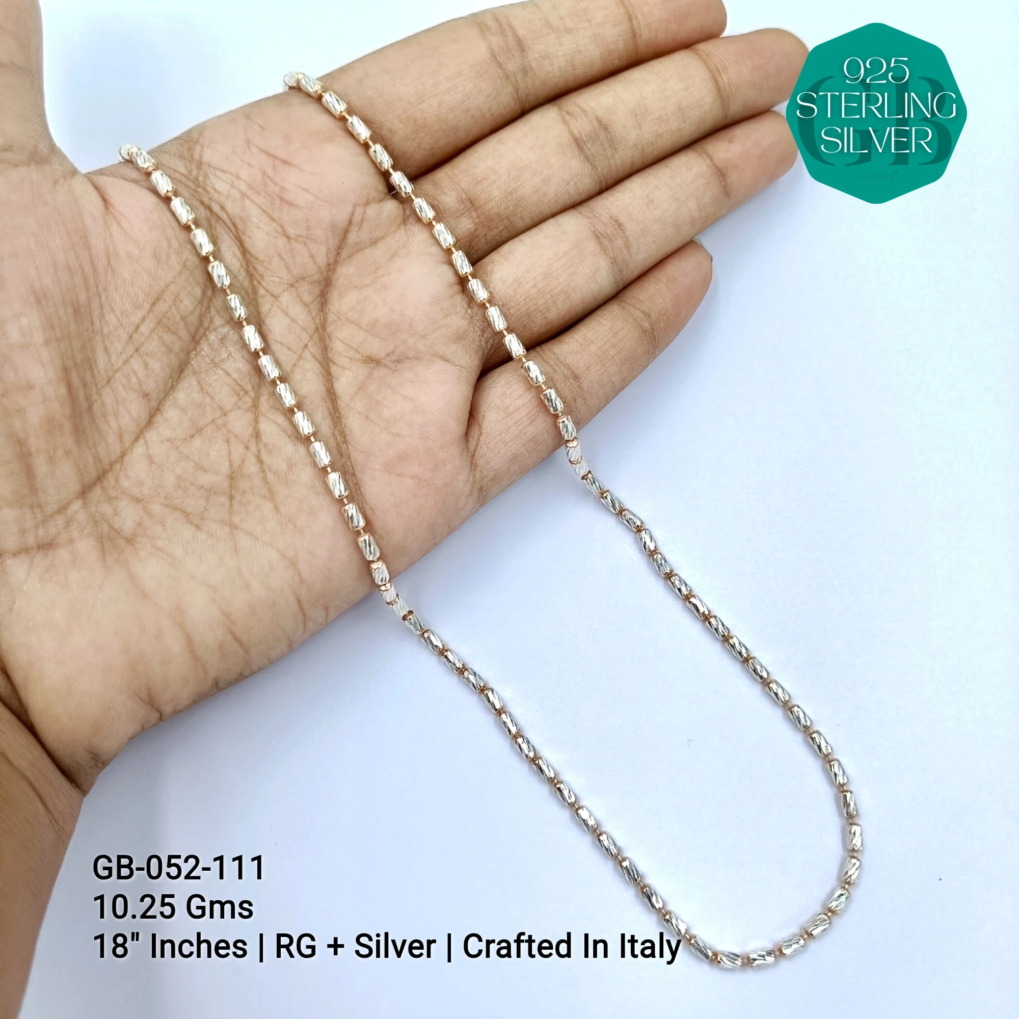 ITALY CNC BALL CHAIN - Premium 925 Silver Jewellery - SKU: GB-052-111 - Hyderabad Silver Importers