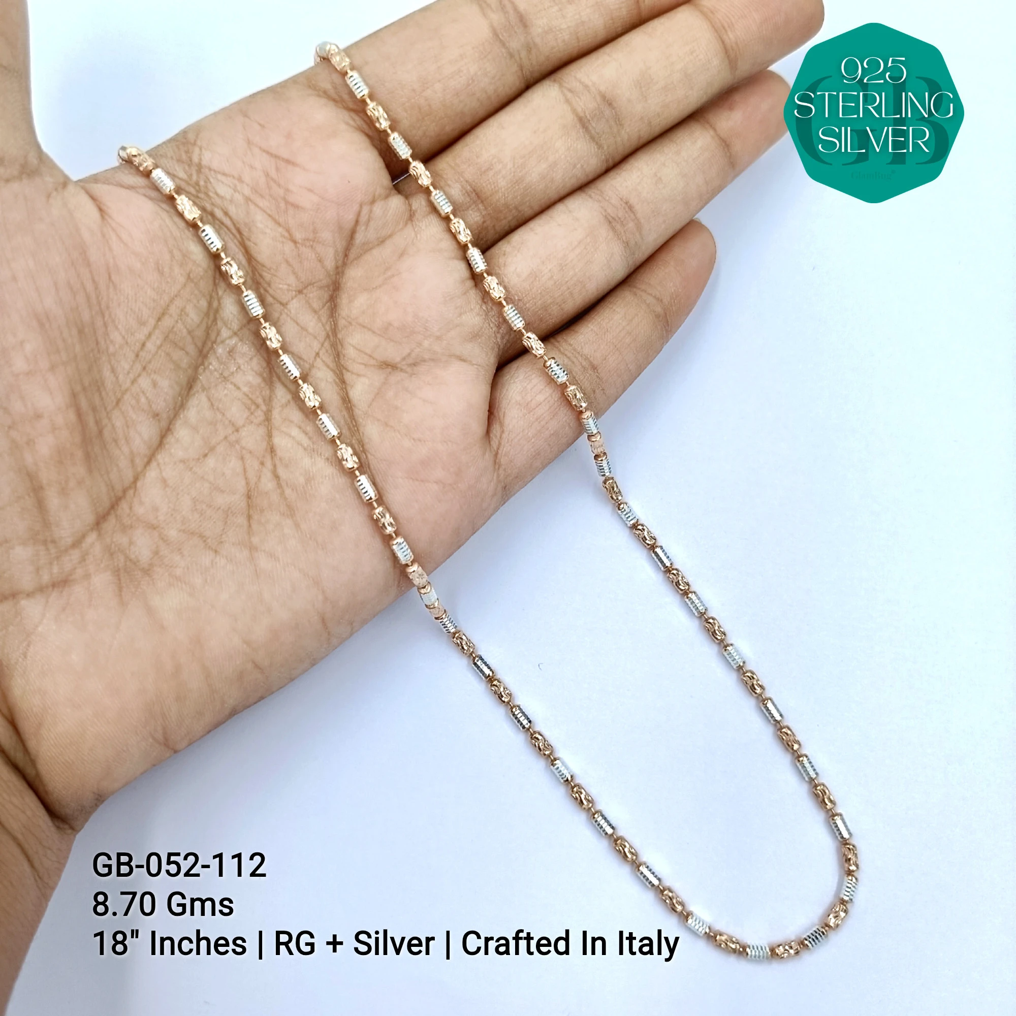 ITALY CNC BALL CHAIN - Premium 925 Silver Jewellery - SKU: GB-052-112 - Hyderabad Silver Importers