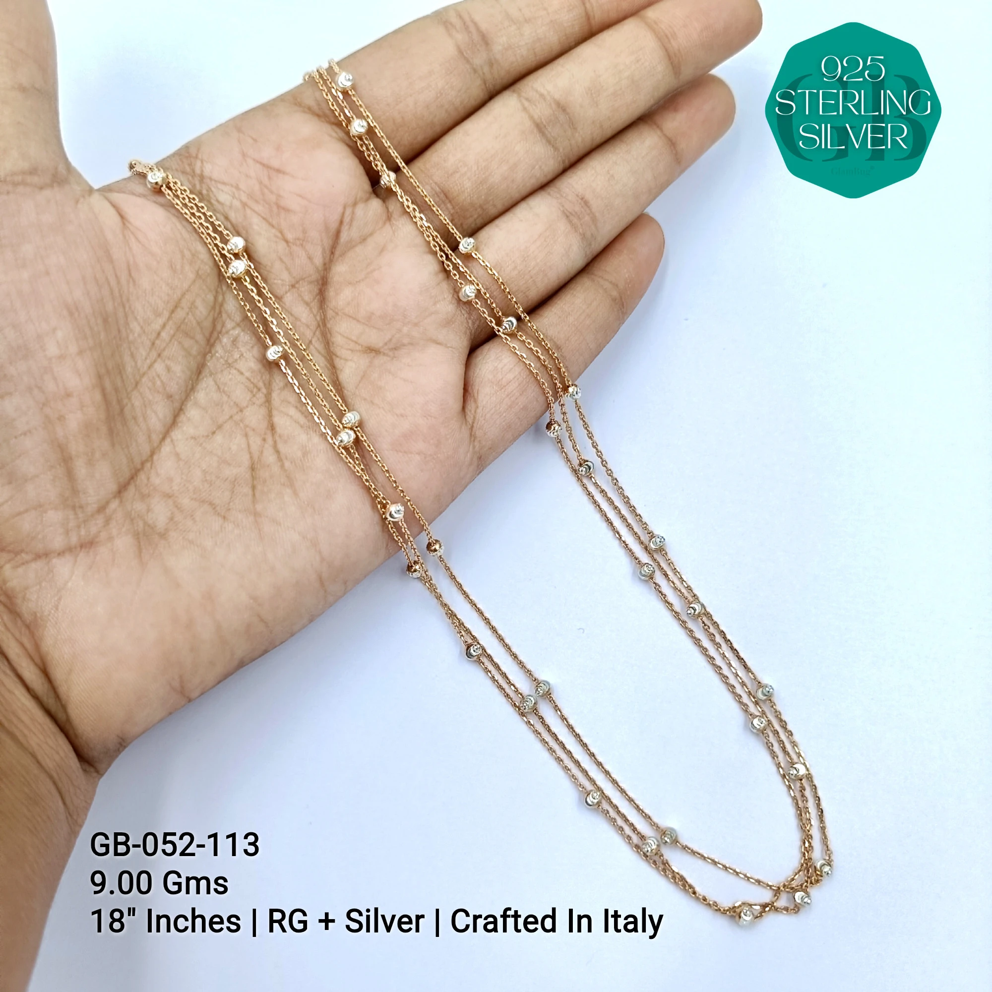 ITALY CNC BALL CHAIN - Premium 925 Silver Jewellery - SKU: GB-052-113 - Hyderabad Silver Importers