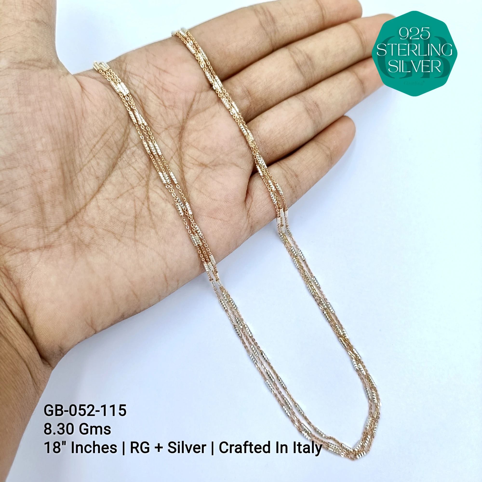 ITALY CNC BALL CHAIN - Premium 925 Silver Jewellery - SKU: GB-052-115 - Hyderabad Silver Importers