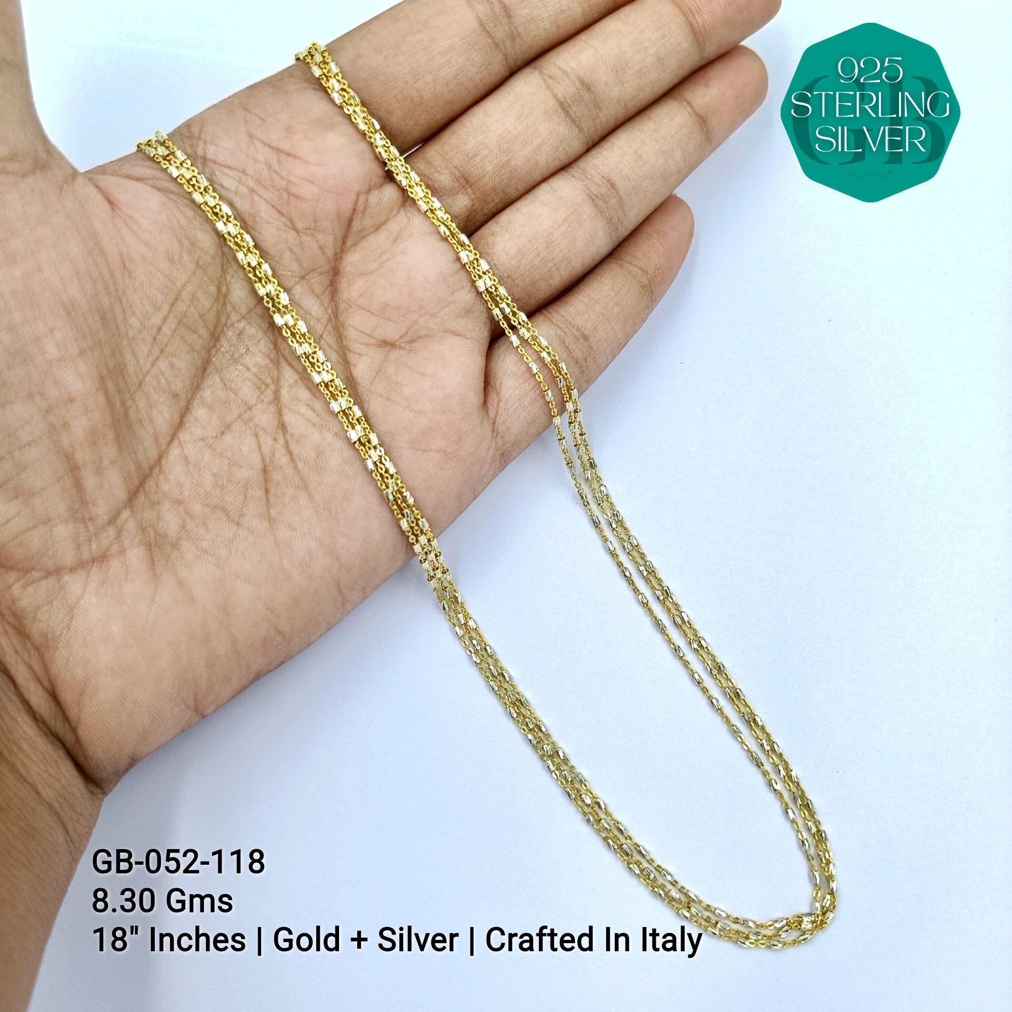 ITALY CNC BALL CHAIN - Premium 925 Silver Jewellery - SKU: GB-052-118 - Hyderabad Silver Importers