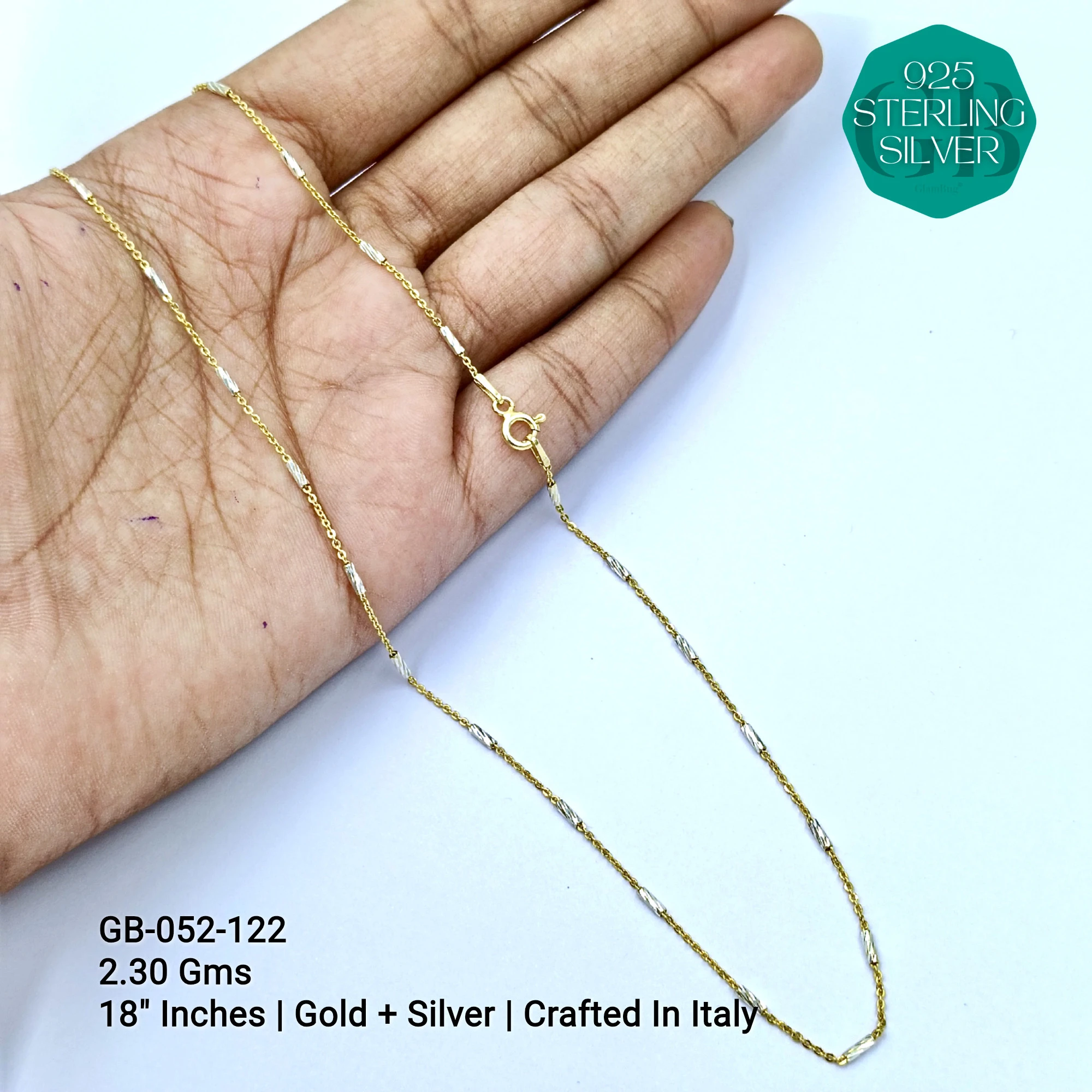 ITALY CNC BALL CHAIN - Premium 925 Silver Jewellery - SKU: GB-052-122 - Hyderabad Silver Importers