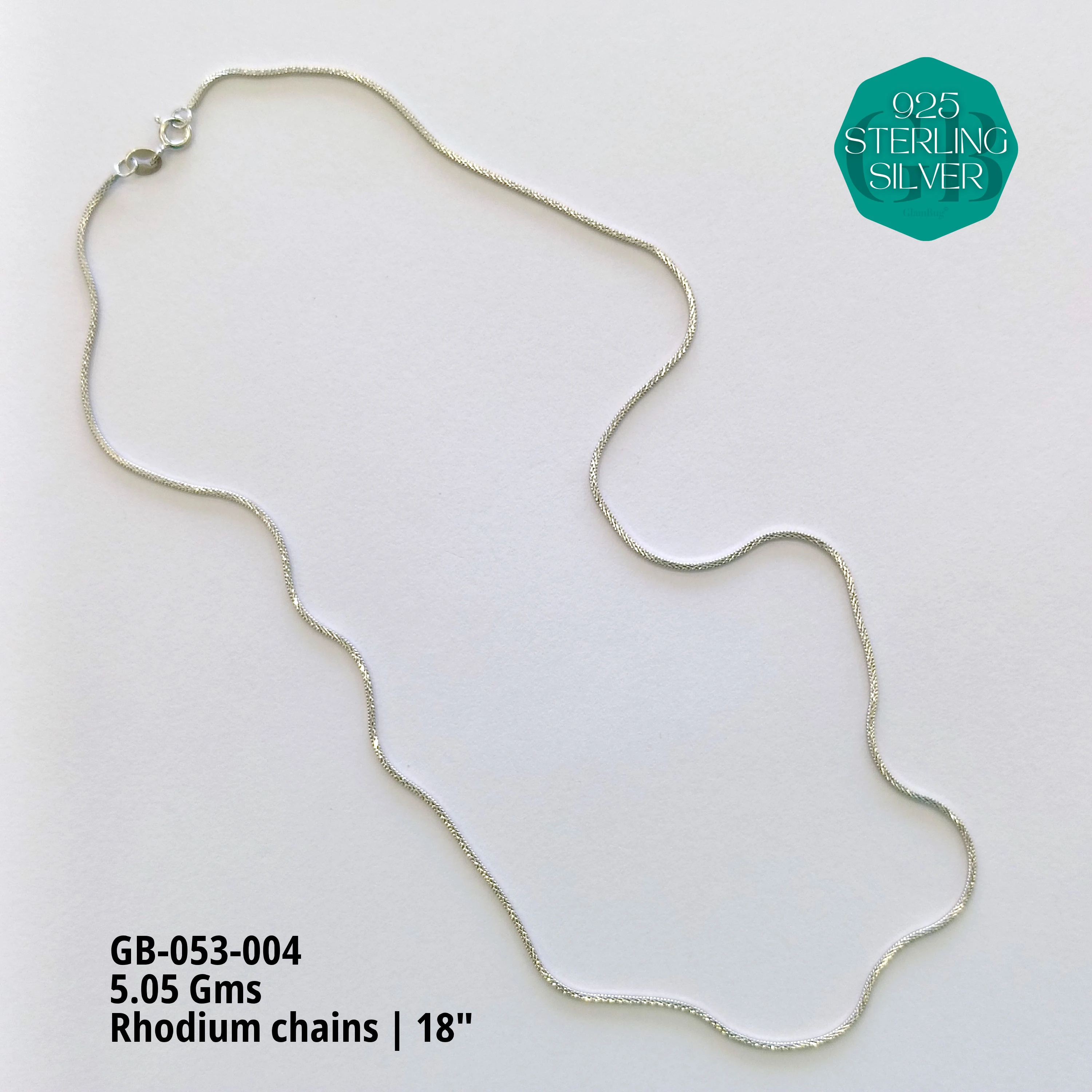 RHODIUM CHAINS - Premium 925 Silver Jewellery - SKU: GB-053-004 - Hyderabad Silver Importers