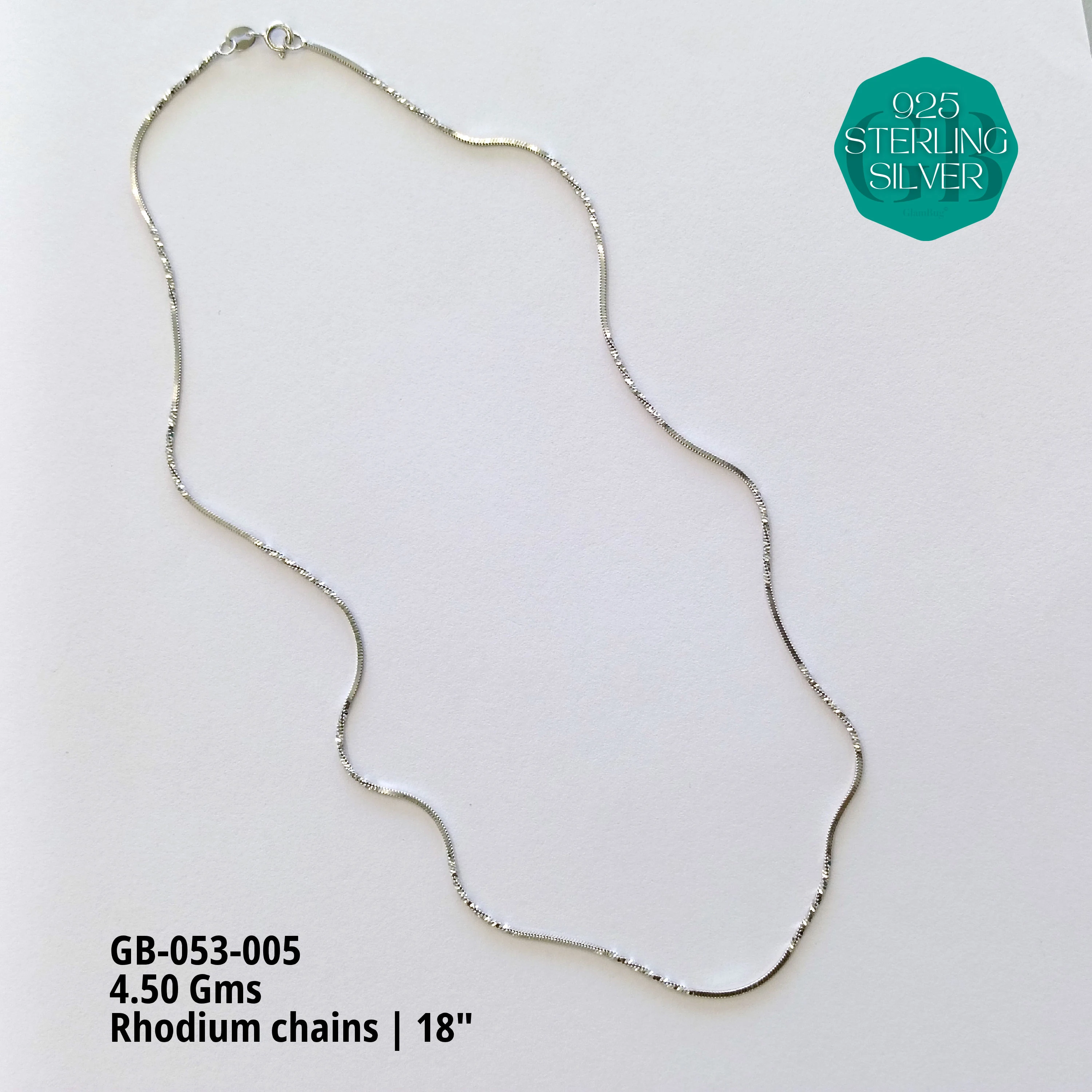 RHODIUM CHAINS - Premium 925 Silver Jewellery - SKU: GB-053-005 - Hyderabad Silver Importers