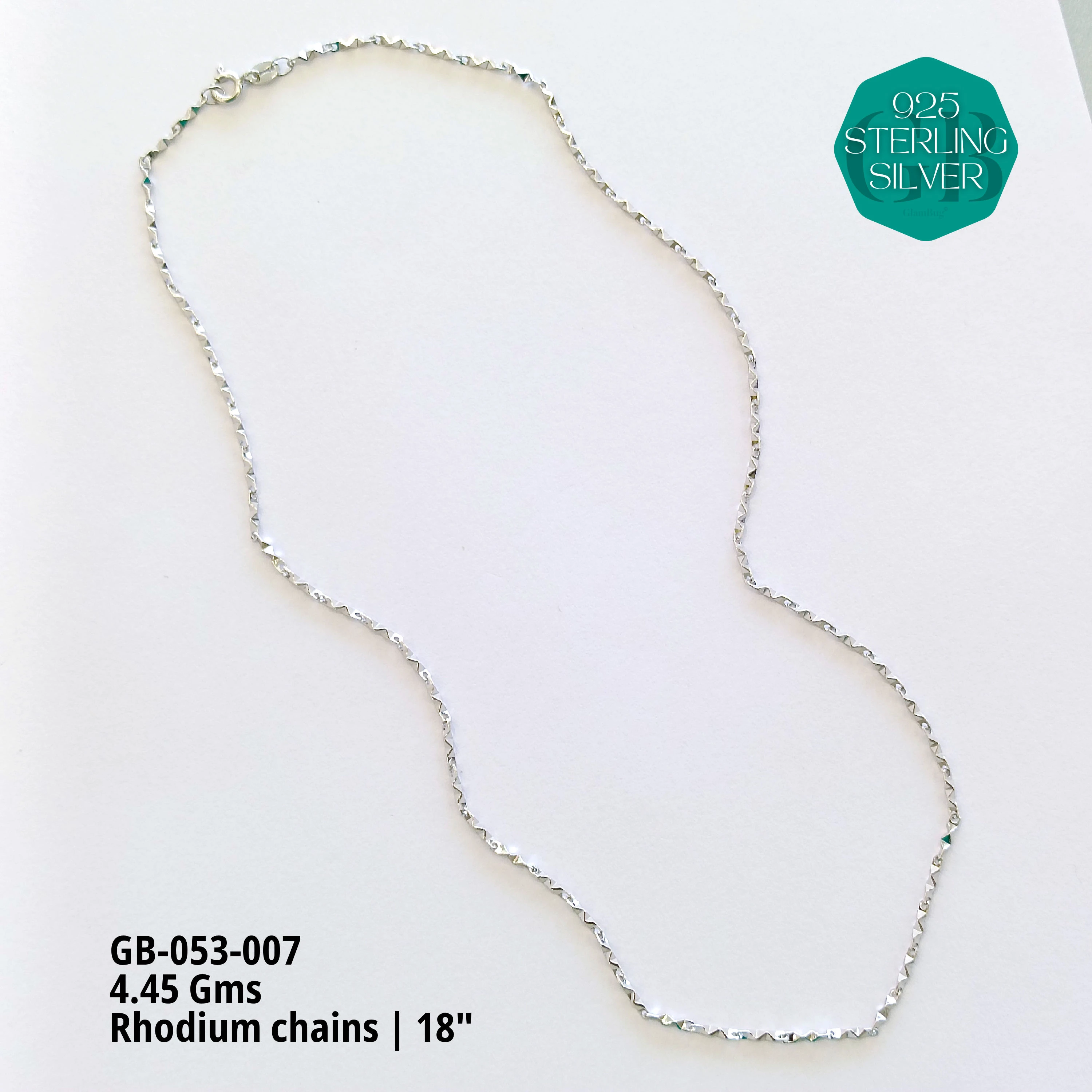 RHODIUM CHAINS - Premium 925 Silver Jewellery - SKU: GB-053-007 - Hyderabad Silver Importers