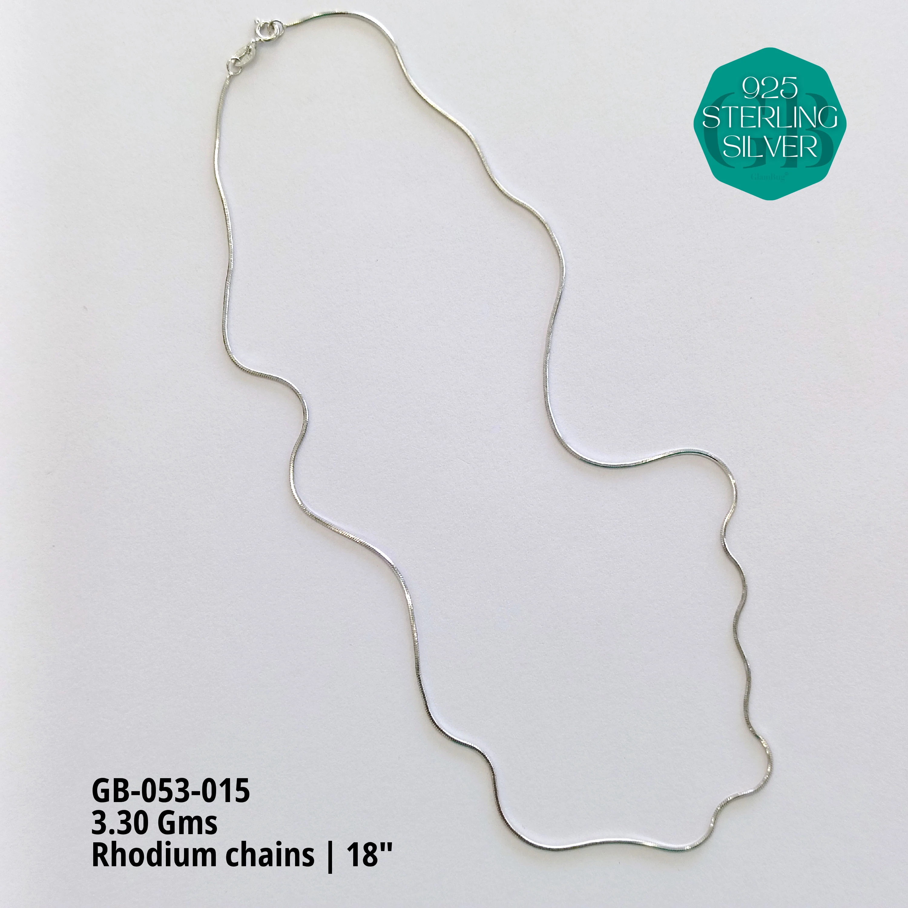 RHODIUM CHAINS - Premium 925 Silver Jewellery - SKU: GB-053-015 - Hyderabad Silver Importers