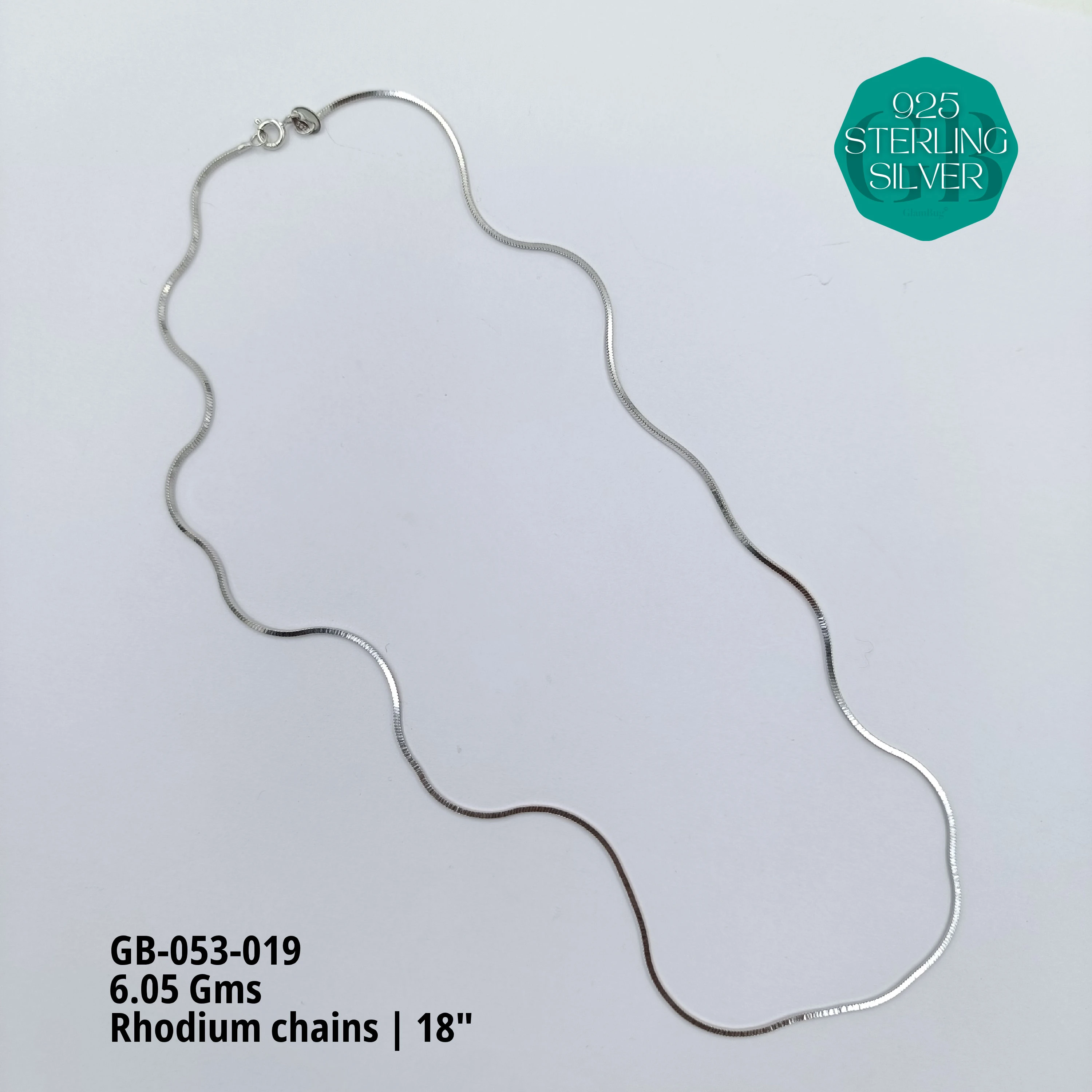 RHODIUM CHAINS - Premium 925 Silver Jewellery - SKU: GB-053-019 - Hyderabad Silver Importers