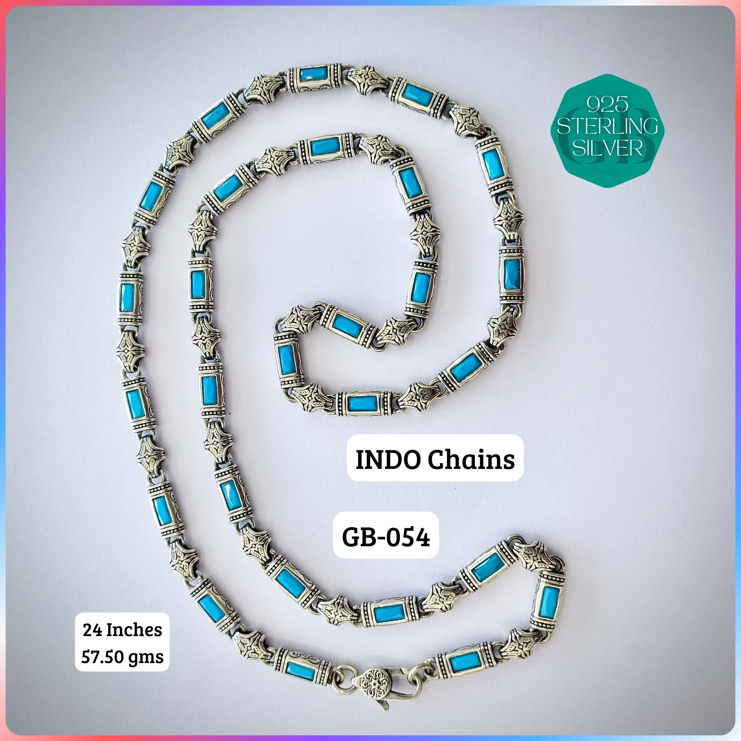 INDO CHAIN - Premium 925 Silver Jewellery - SKU: GB-054-001 - Hyderabad Silver Importers