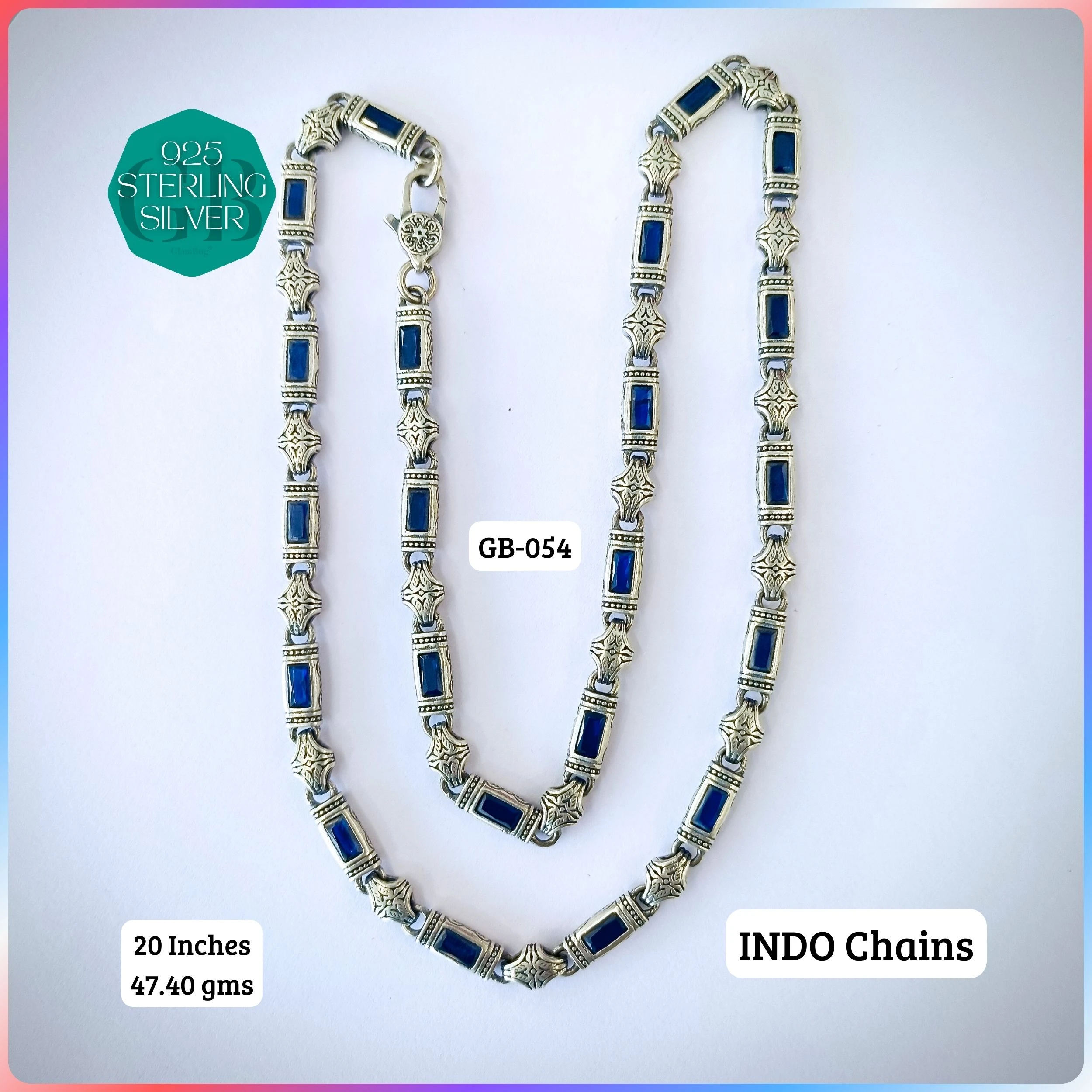 INDO CHAIN - Premium 925 Silver Jewellery - SKU: GB-054-002 - Hyderabad Silver Importers