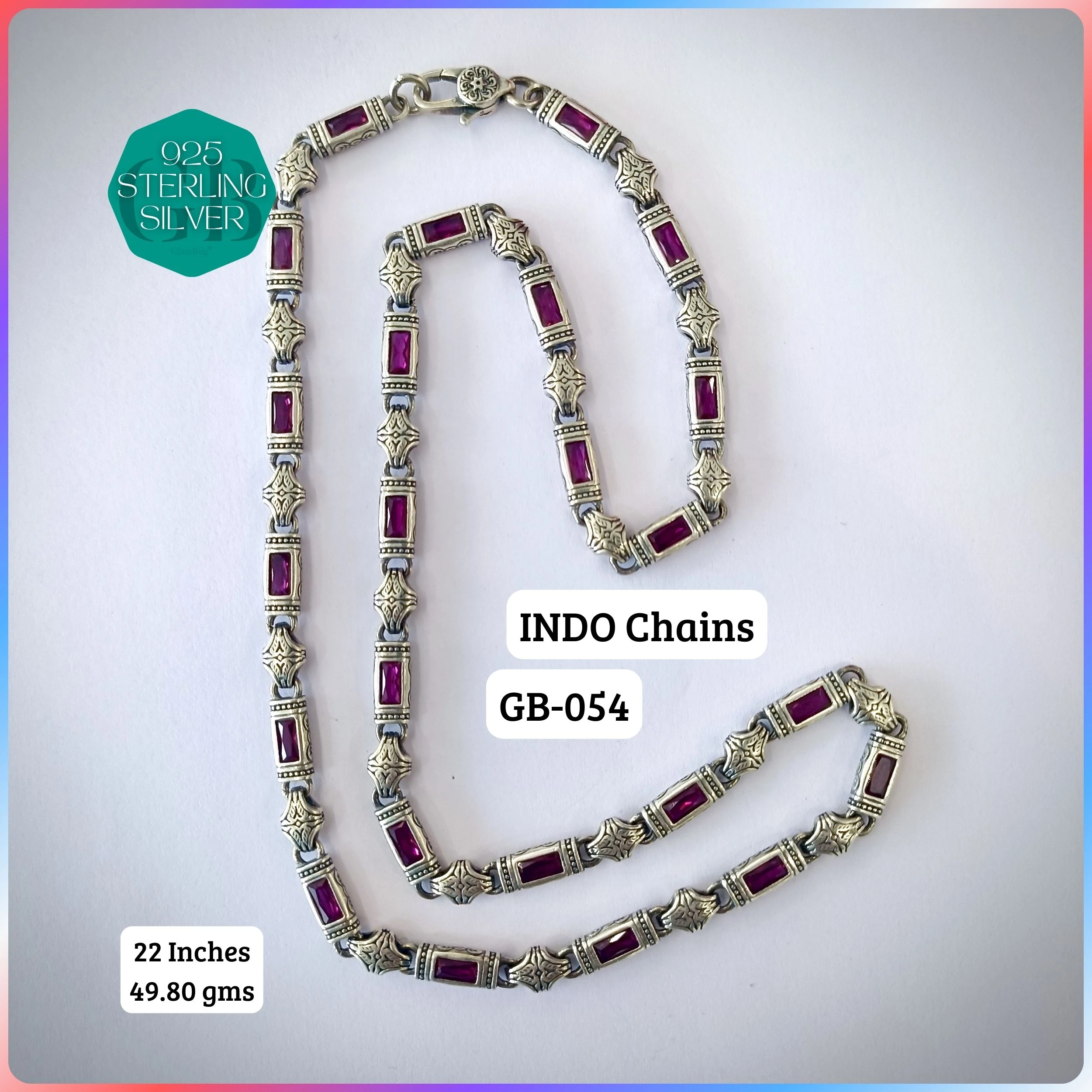 INDO CHAIN - Premium 925 Silver Jewellery - SKU: GB-054-003 - Hyderabad Silver Importers