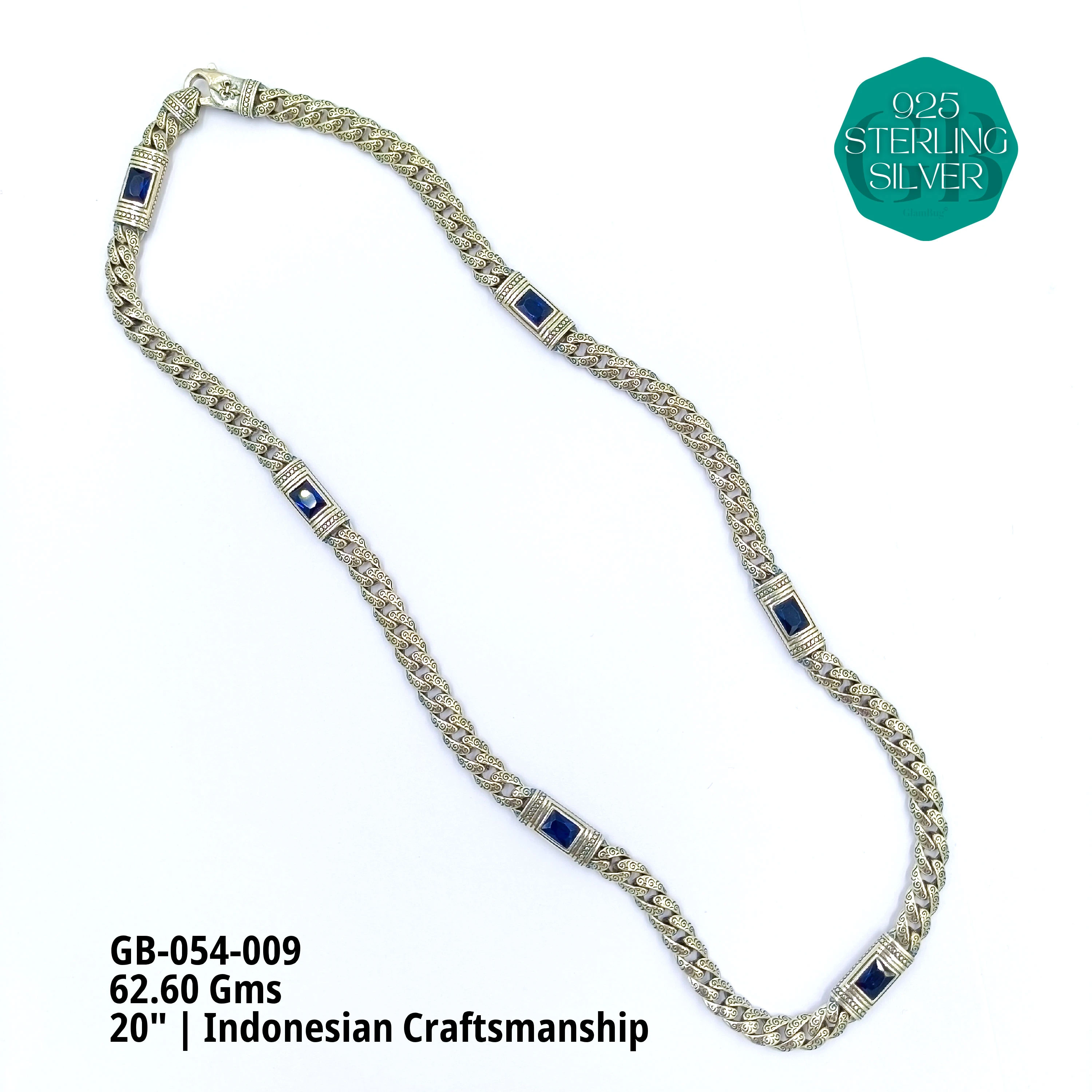 INDO CHAIN - Premium 925 Silver Jewellery - SKU: GB-054-009 - Hyderabad Silver Importers