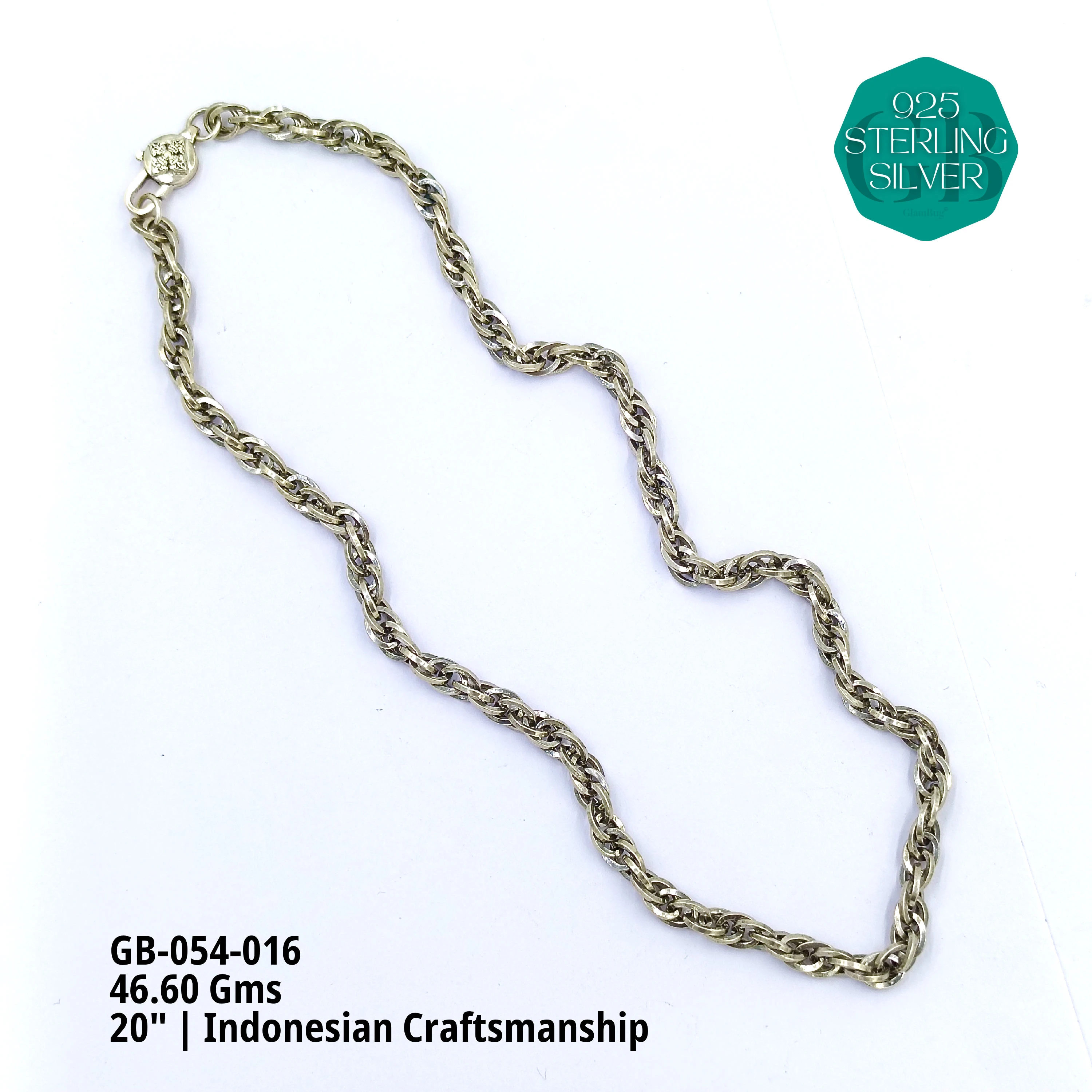 INDO CHAIN - Premium 925 Silver Jewellery - SKU: GB-054-016 - Hyderabad Silver Importers