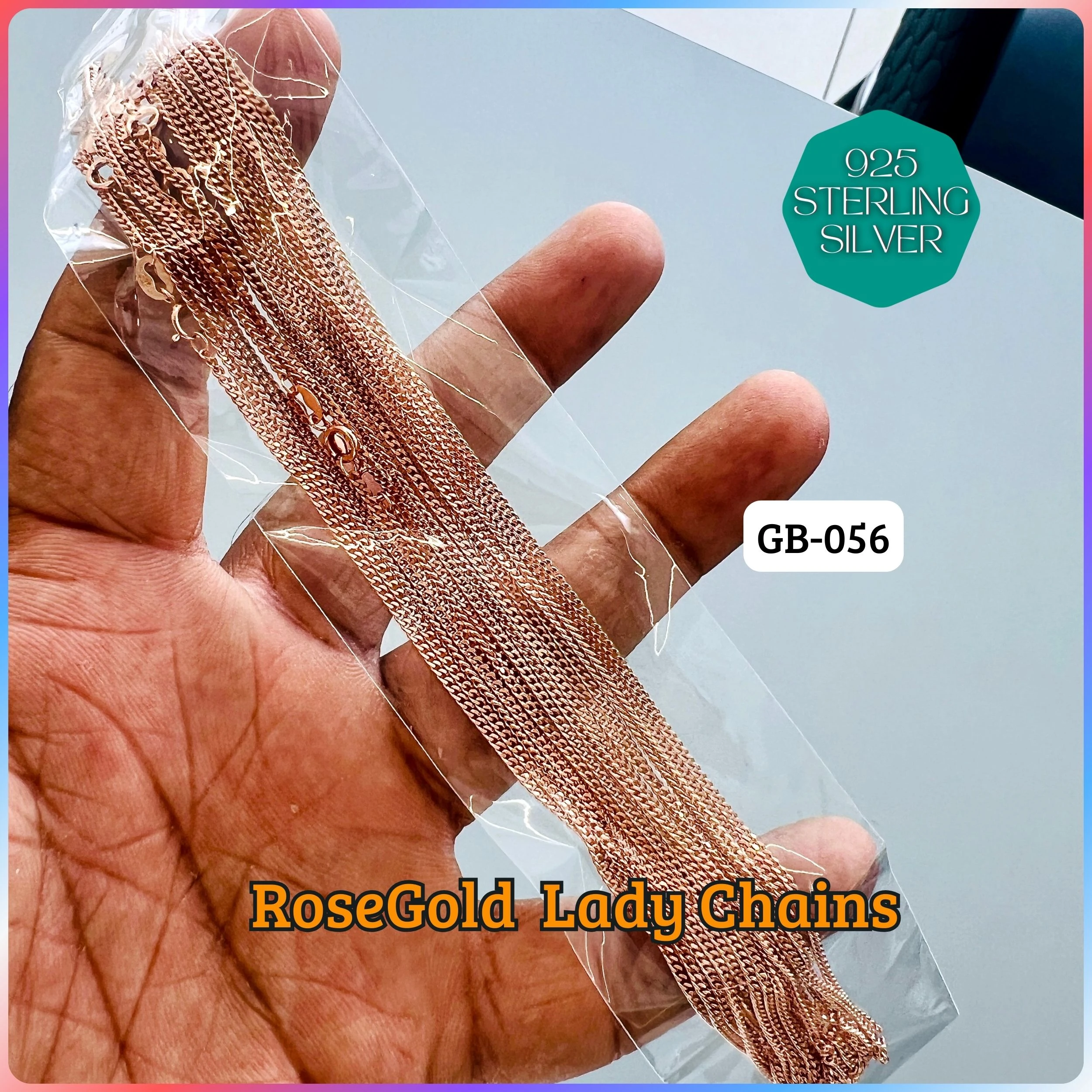 RoseGold Lady Chain - Premium 925 Silver Jewellery - SKU: GB-056-001 - Hyderabad Silver Importers