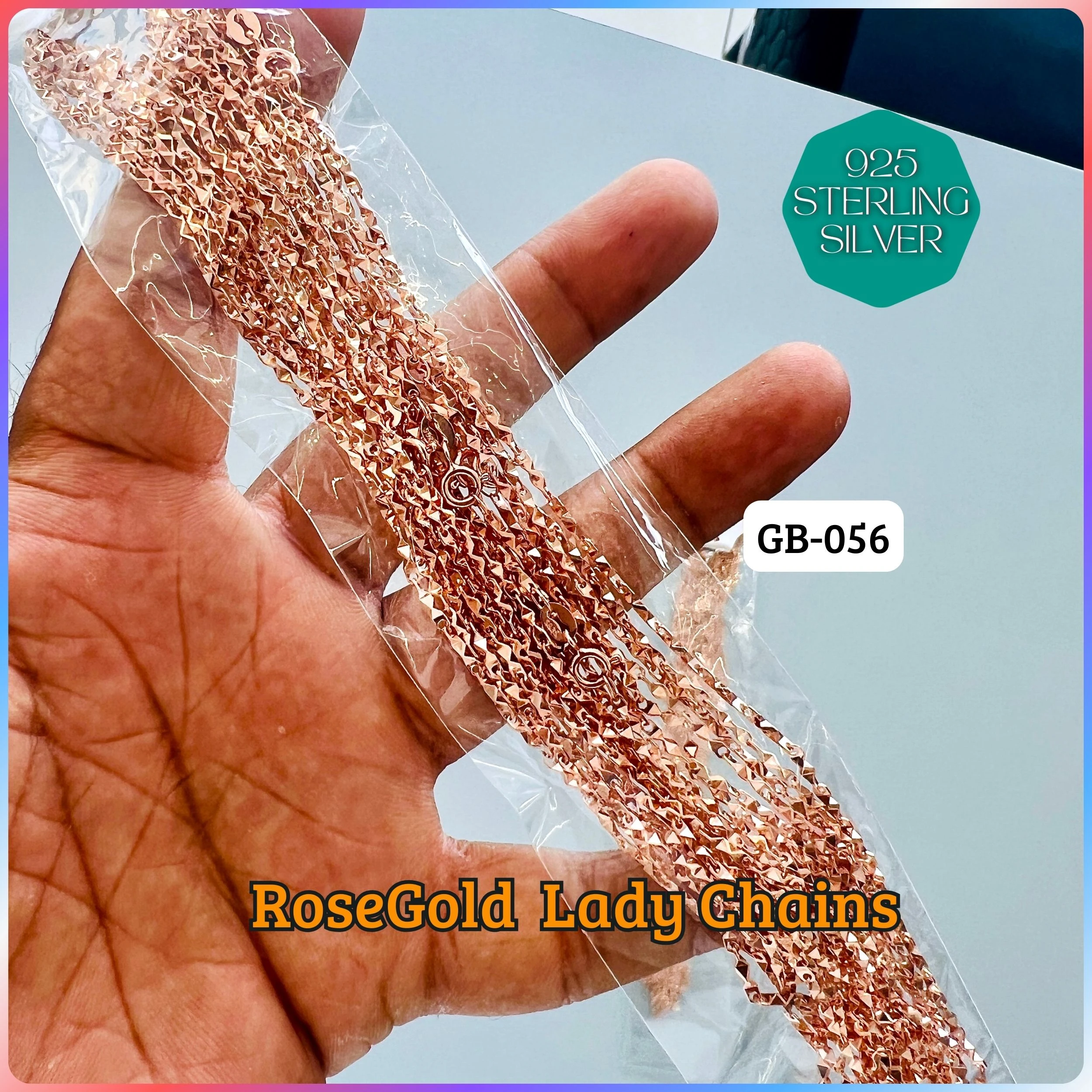 RoseGold Lady Chain - Premium 925 Silver Jewellery - SKU: GB-056-002 - Hyderabad Silver Importers