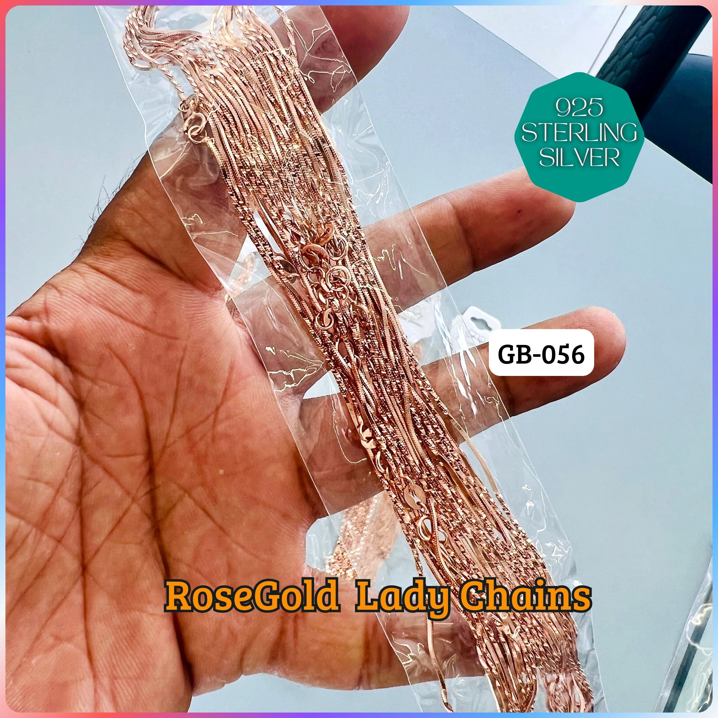RoseGold Lady Chain - Premium 925 Silver Jewellery - SKU: GB-056-003 - Hyderabad Silver Importers