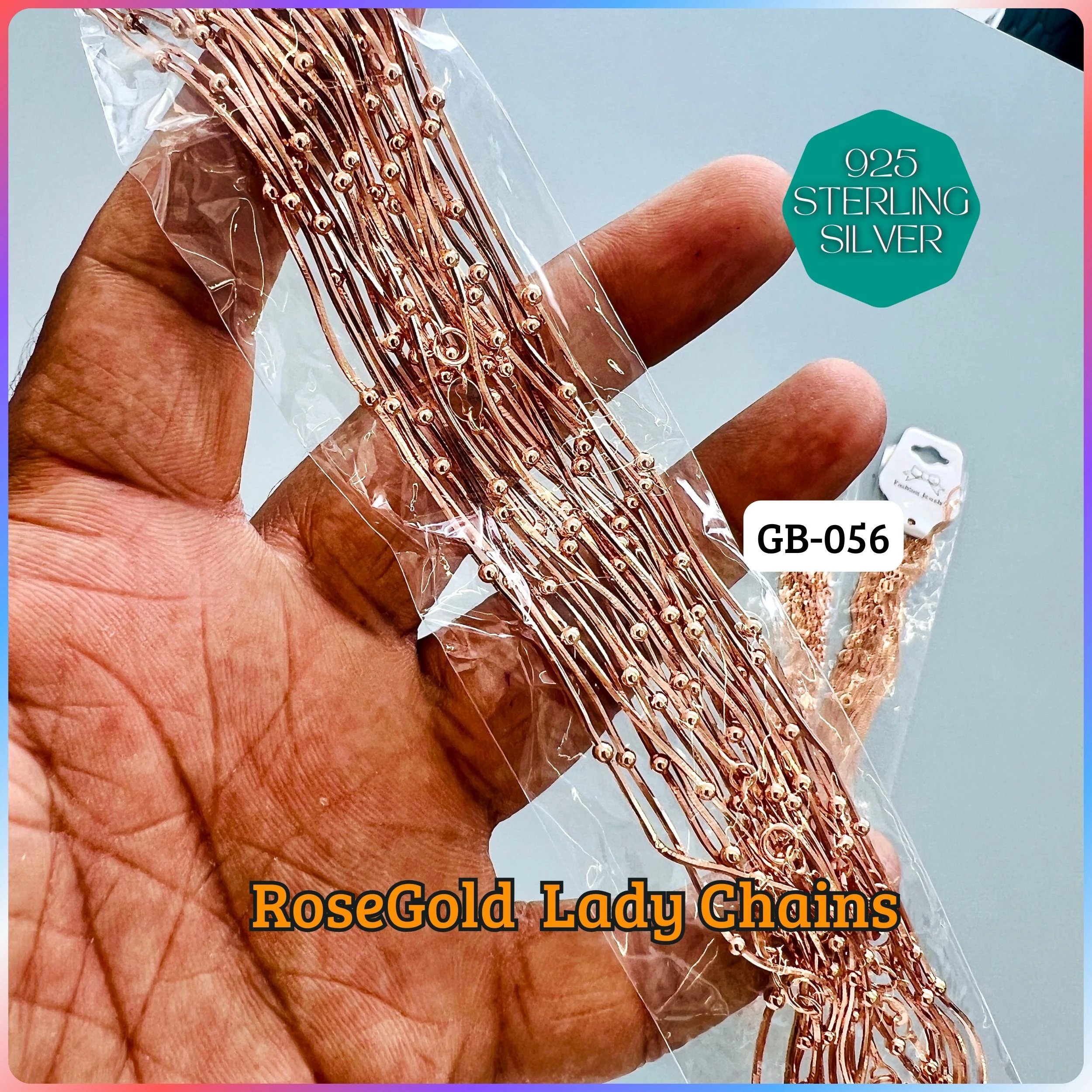 RoseGold Lady Chain - Premium 925 Silver Jewellery - SKU: GB-056-004 - Hyderabad Silver Importers