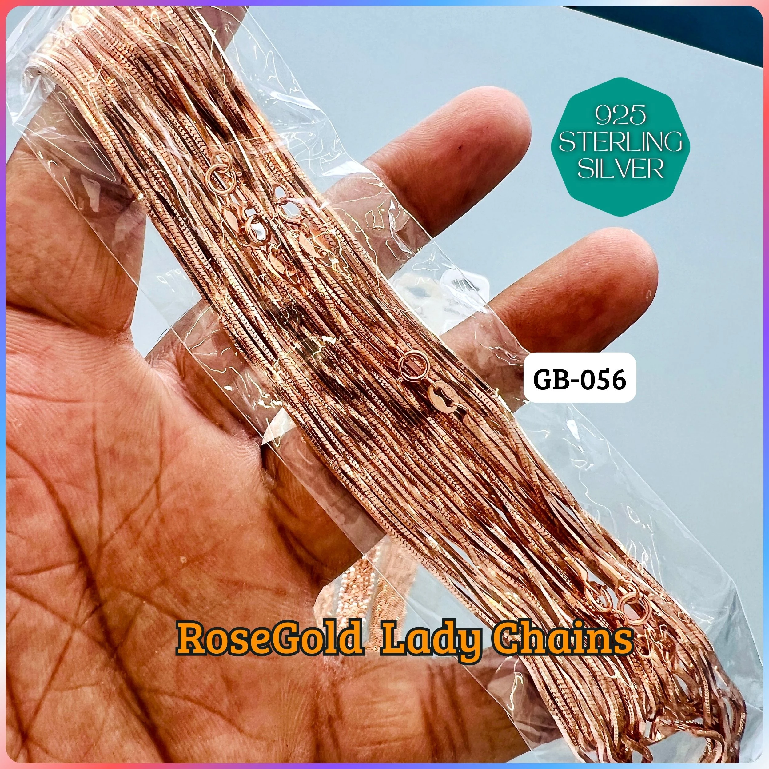 RoseGold Lady Chain - Premium 925 Silver Jewellery - SKU: GB-056-005 - Hyderabad Silver Importers