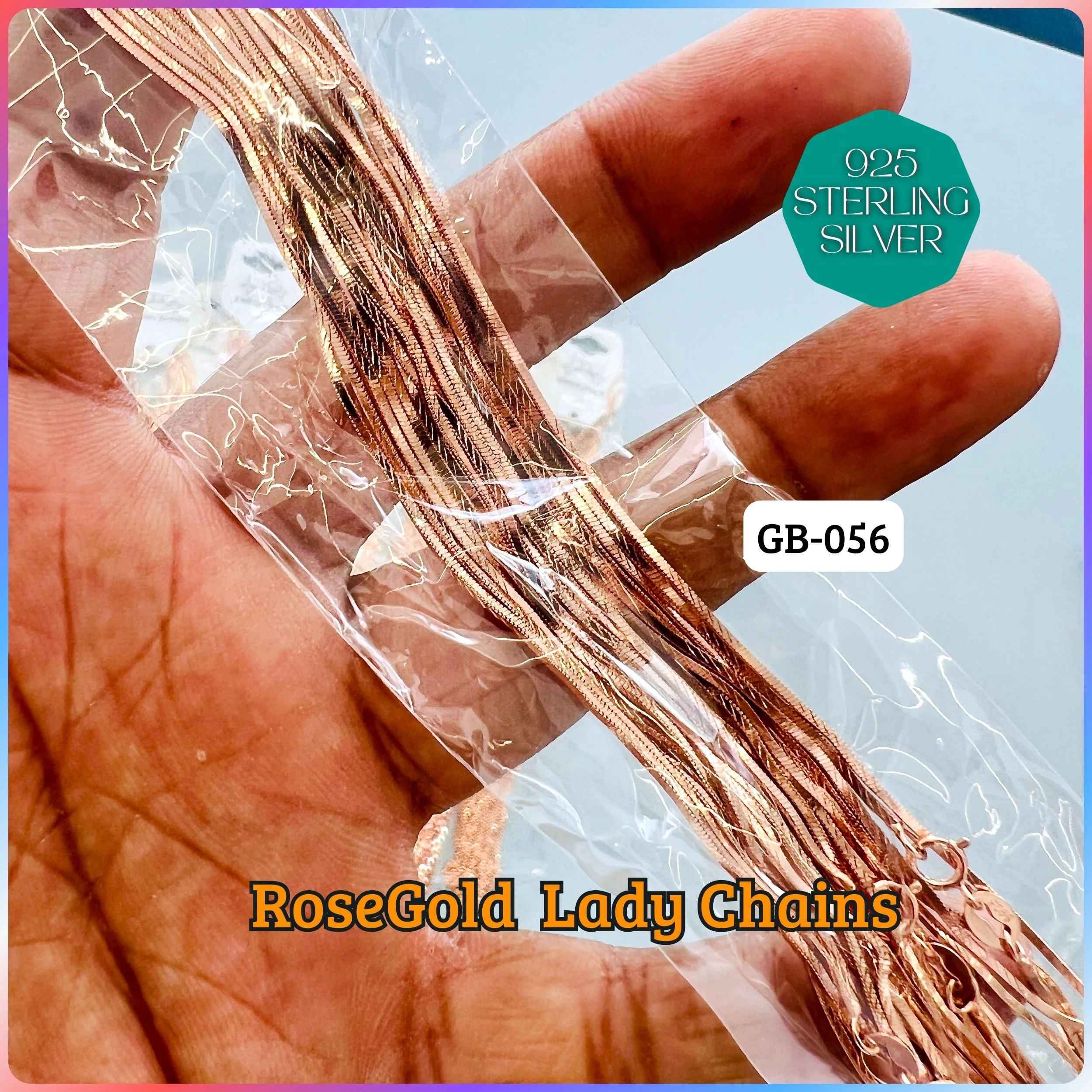 RoseGold Lady Chain - Premium 925 Silver Jewellery - SKU: GB-056-007 - Hyderabad Silver Importers